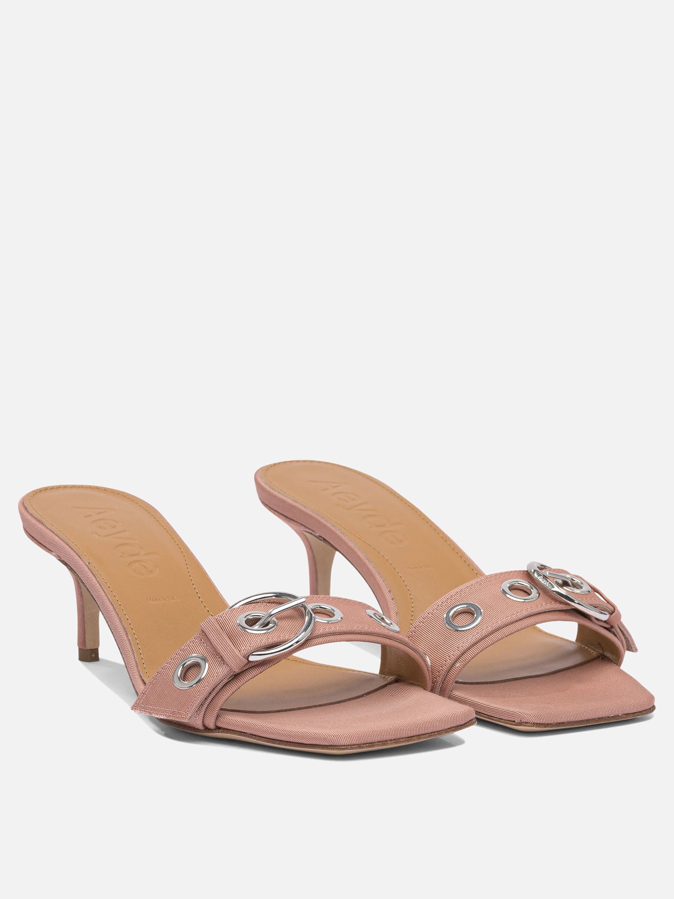 Heeled sandals 100% grosgrain - 100% cow leather  Pink - Aeyde Women | PDP | Replica Handbags  | thumbnail_2