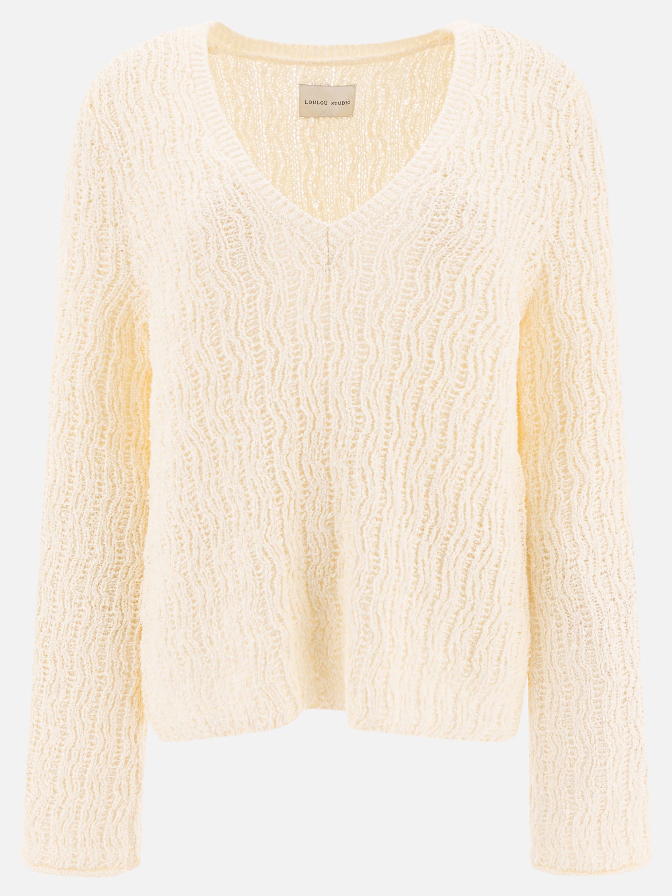 V neck sweaters Textured knit  White - Loulou Studio Women | PLP | Replica Handbags  

