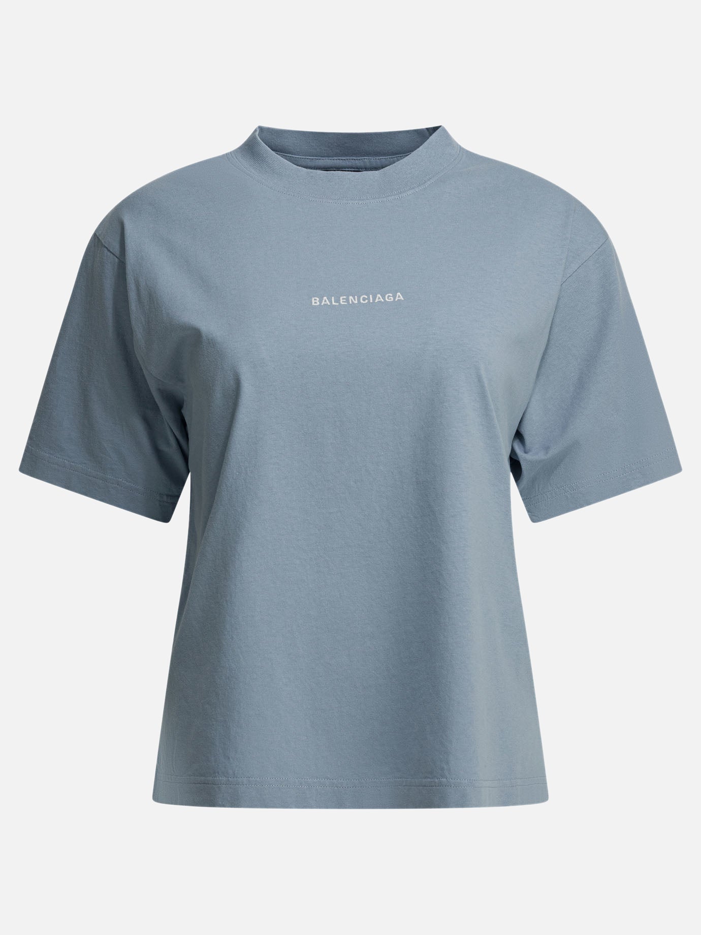 Crewneck t-shirts Logo  Light blue - Balenciaga Women | PDP | Replica Handbags  
