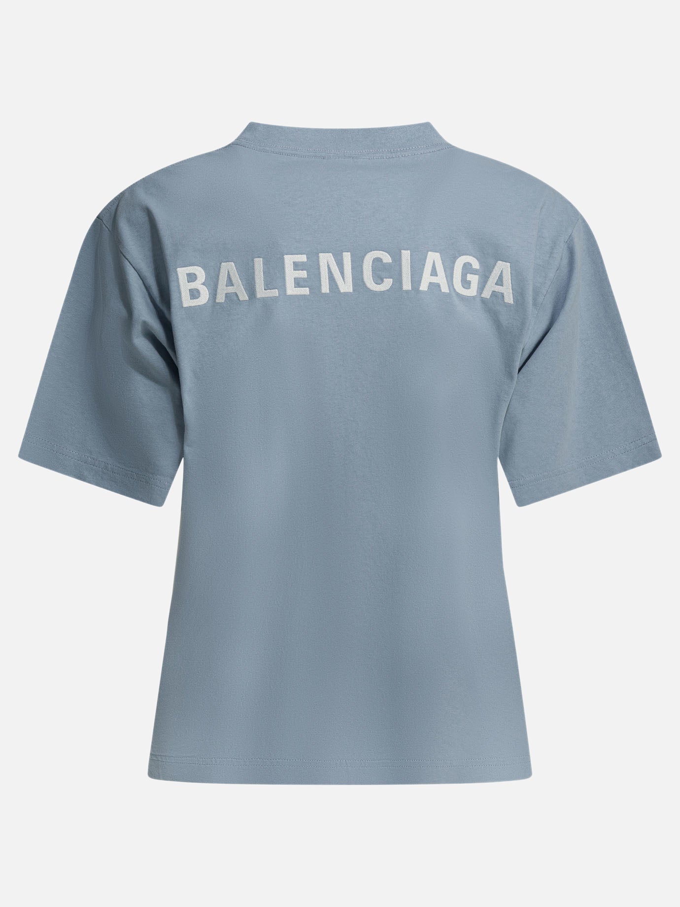 Crewneck t-shirts Logo  Light blue - Balenciaga Women | PDP | Replica Handbags  | 2
