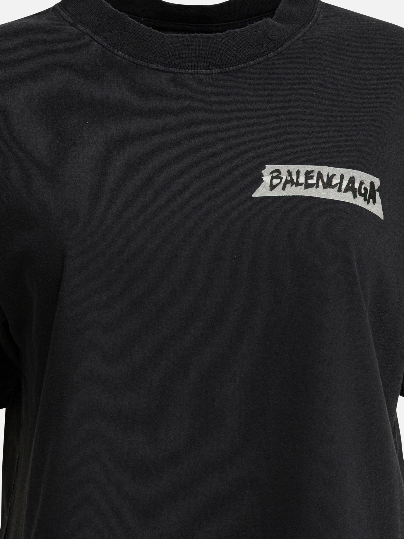 Crewneck t-shirts Logo  Black - Balenciaga Women | PDP | Replica Handbags  | Zoom-Modal_3
