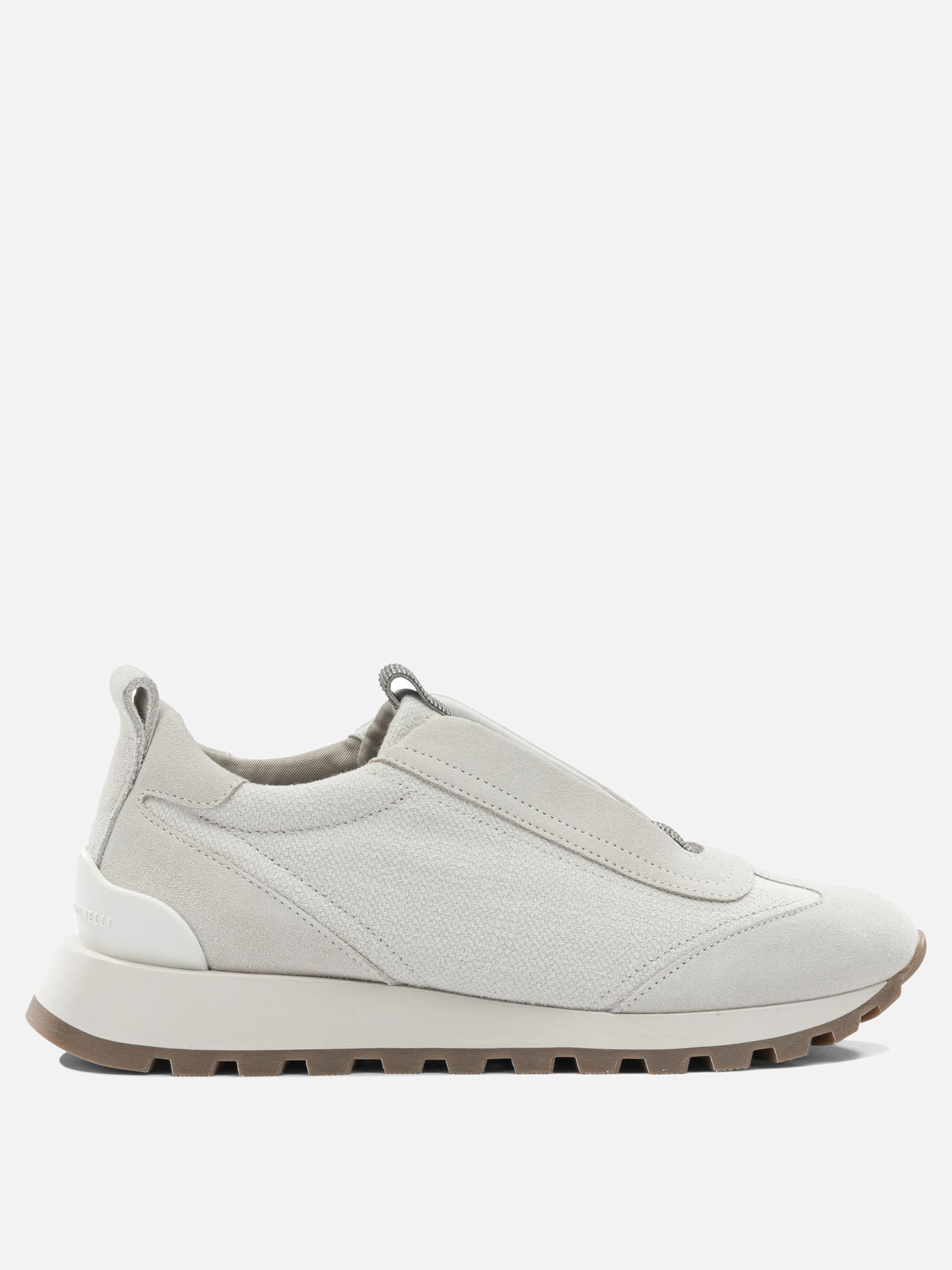 Low top sneakers 63% cotton 37% linen - 100% rubber  Silver - Brunello Cucinelli Women | PDP | Replica Handbags  | thumbnail