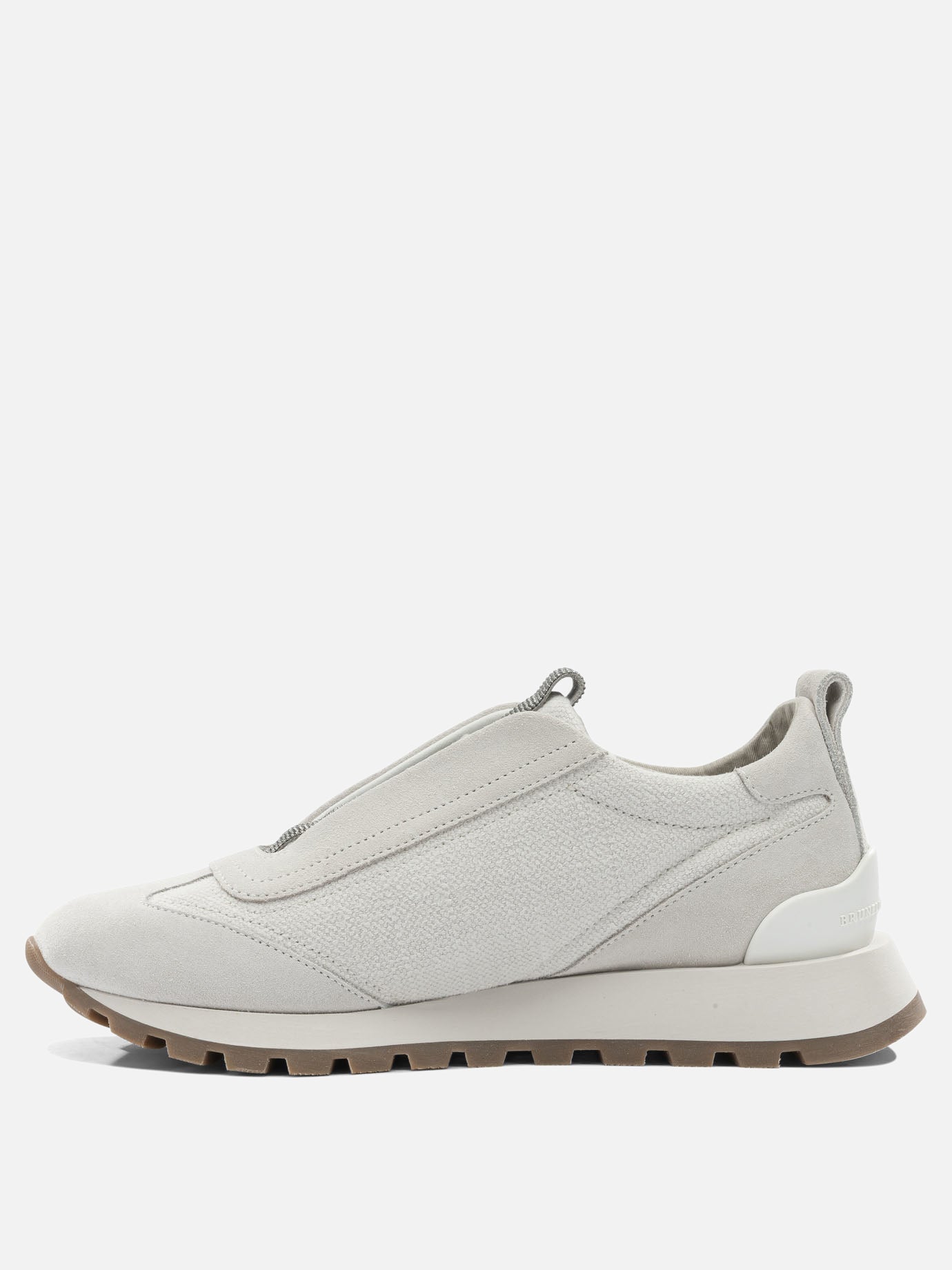 Low top sneakers 63% cotton 37% linen - 100% rubber  Silver - Brunello Cucinelli Women | PDP | Replica Handbags  | Zoom-Modal_3
