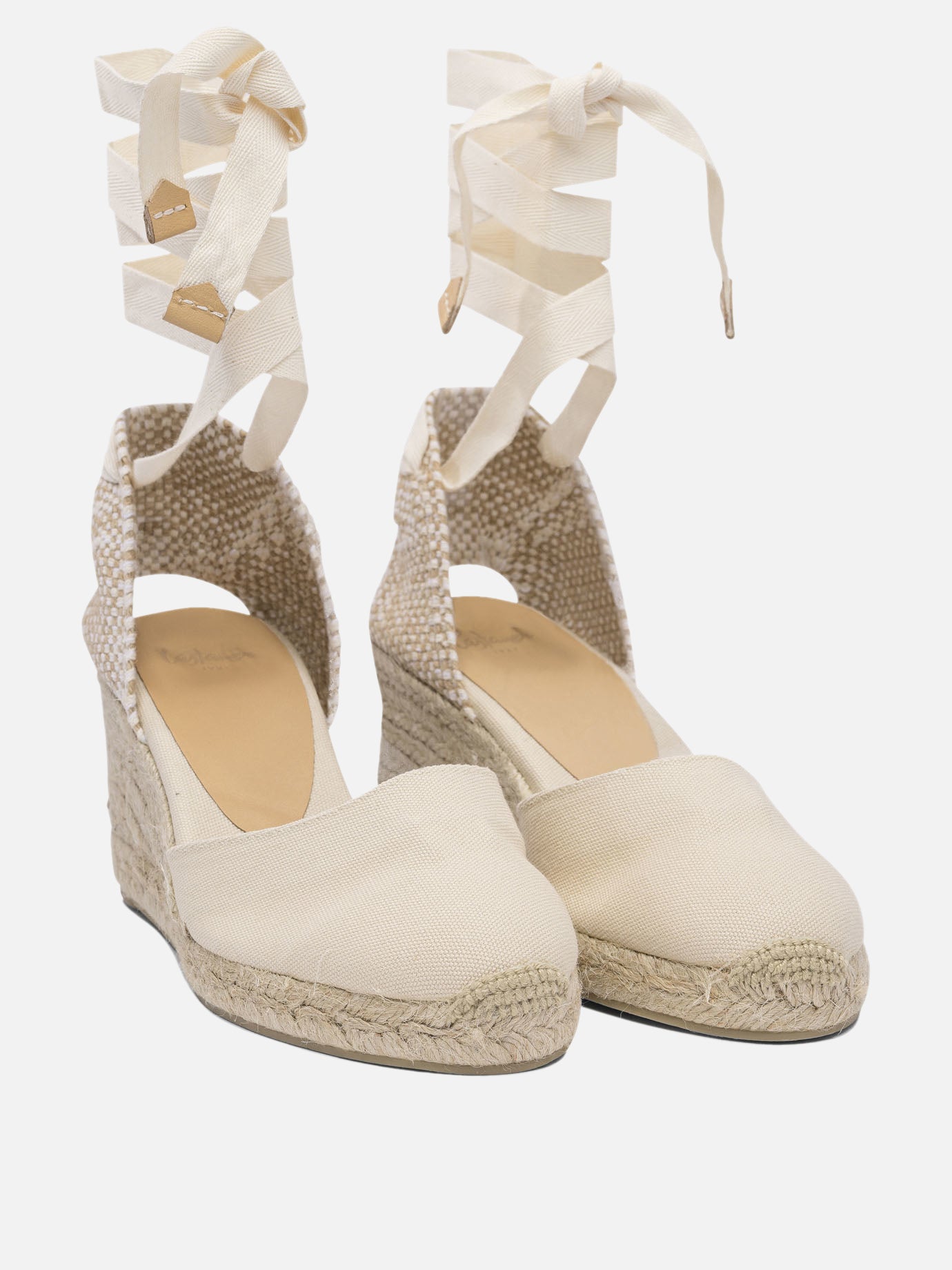 Heeled espadrilles 100% organic cotton - 100% rubber  Beige - Castañer Women | PDP | Replica Handbags  | Zoom-Modal_2
