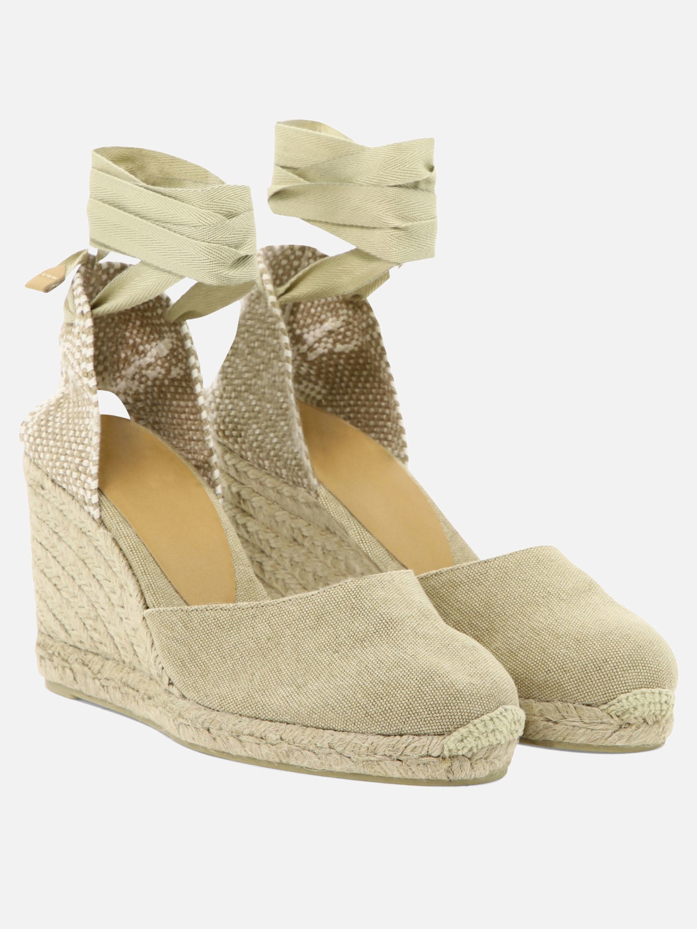 Heeled espadrilles 100% cotton - 100% rubber  Beige - Castañer Women | PDP | Replica Handbags  | Zoom-Modal_2
