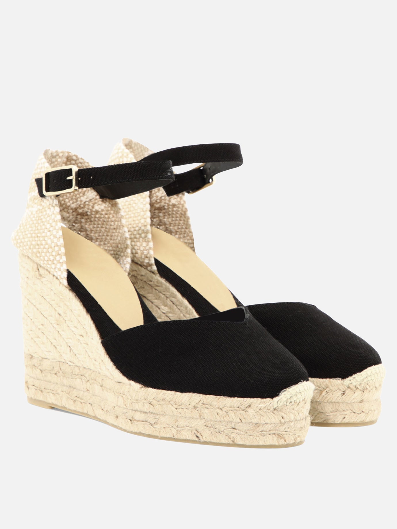 Heeled espadrilles 100% cotton - 100% rubber  Black - Castañer Women | Replica Handbags  | 2
