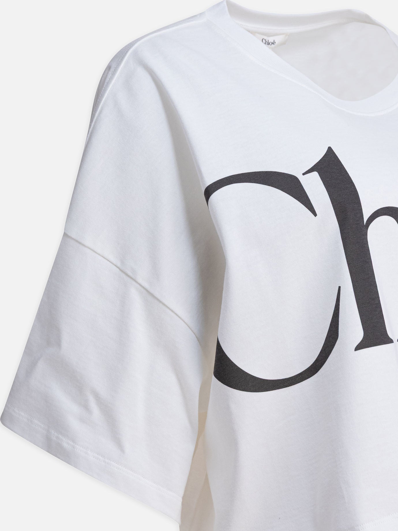 Crewneck t-shirts Logo  White - Chloé Women | PDP | Replica Handbags  | thumbnail_4