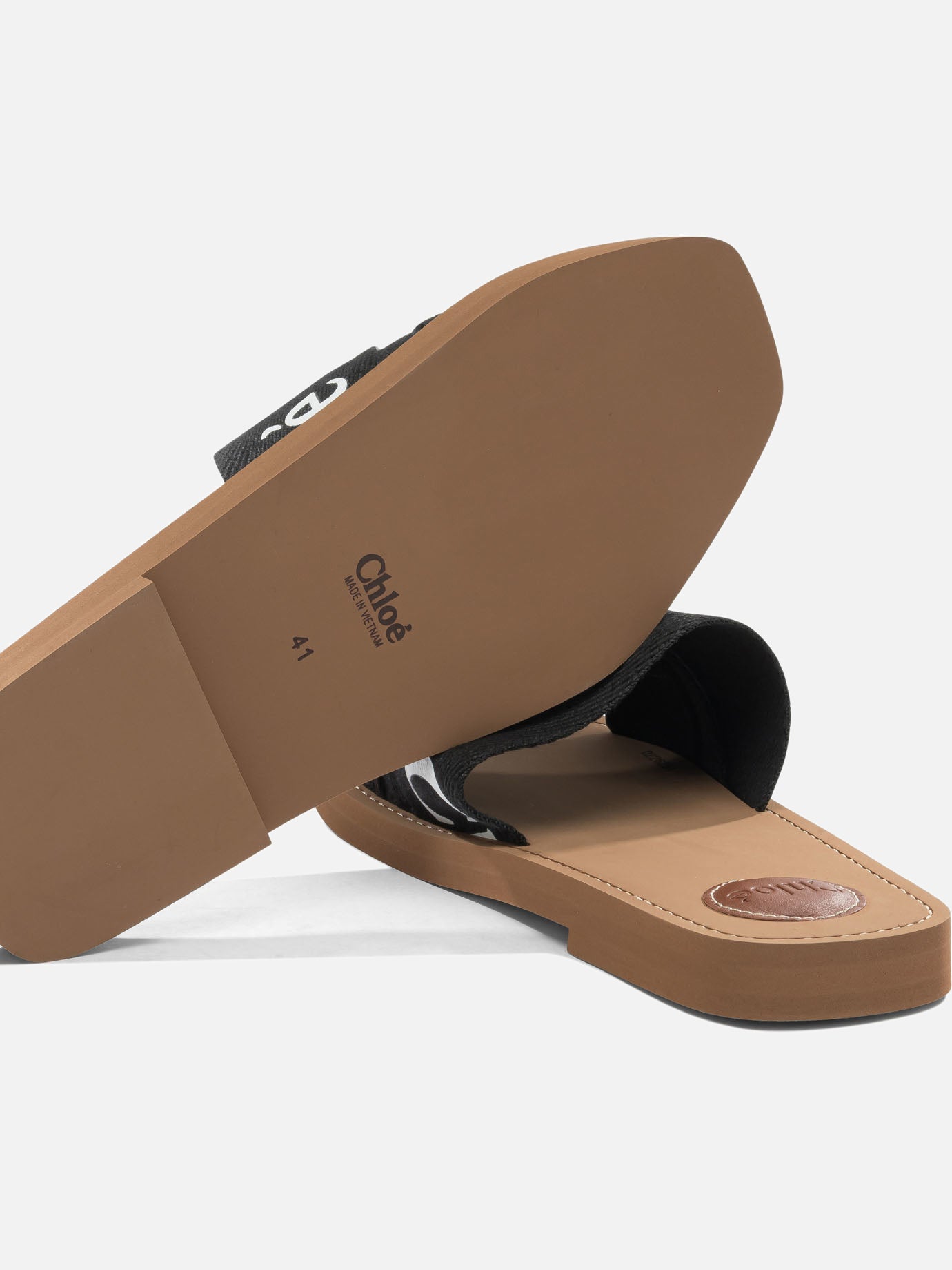 Flat sandals 90% linen 10% polyester - 100% ethylene vinyl acetate  Black - Chloé Women | PDP | Replica Handbags  | thumbnail_5