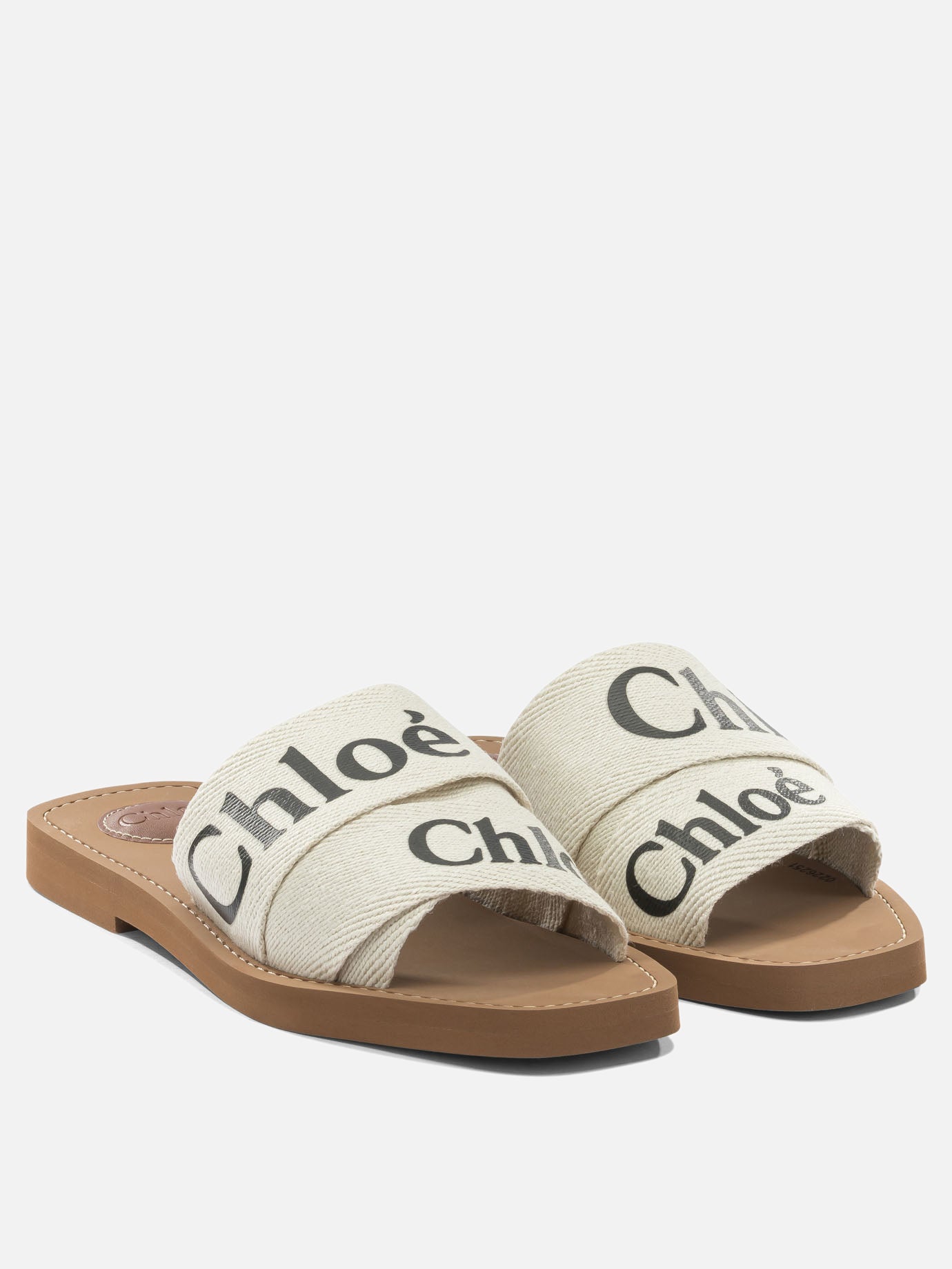 Flat sandals 90% linen 10% polyester - 100% ethylene vinyl acetate  White - Chloé Women | PLP | Replica Handbags  | 2
