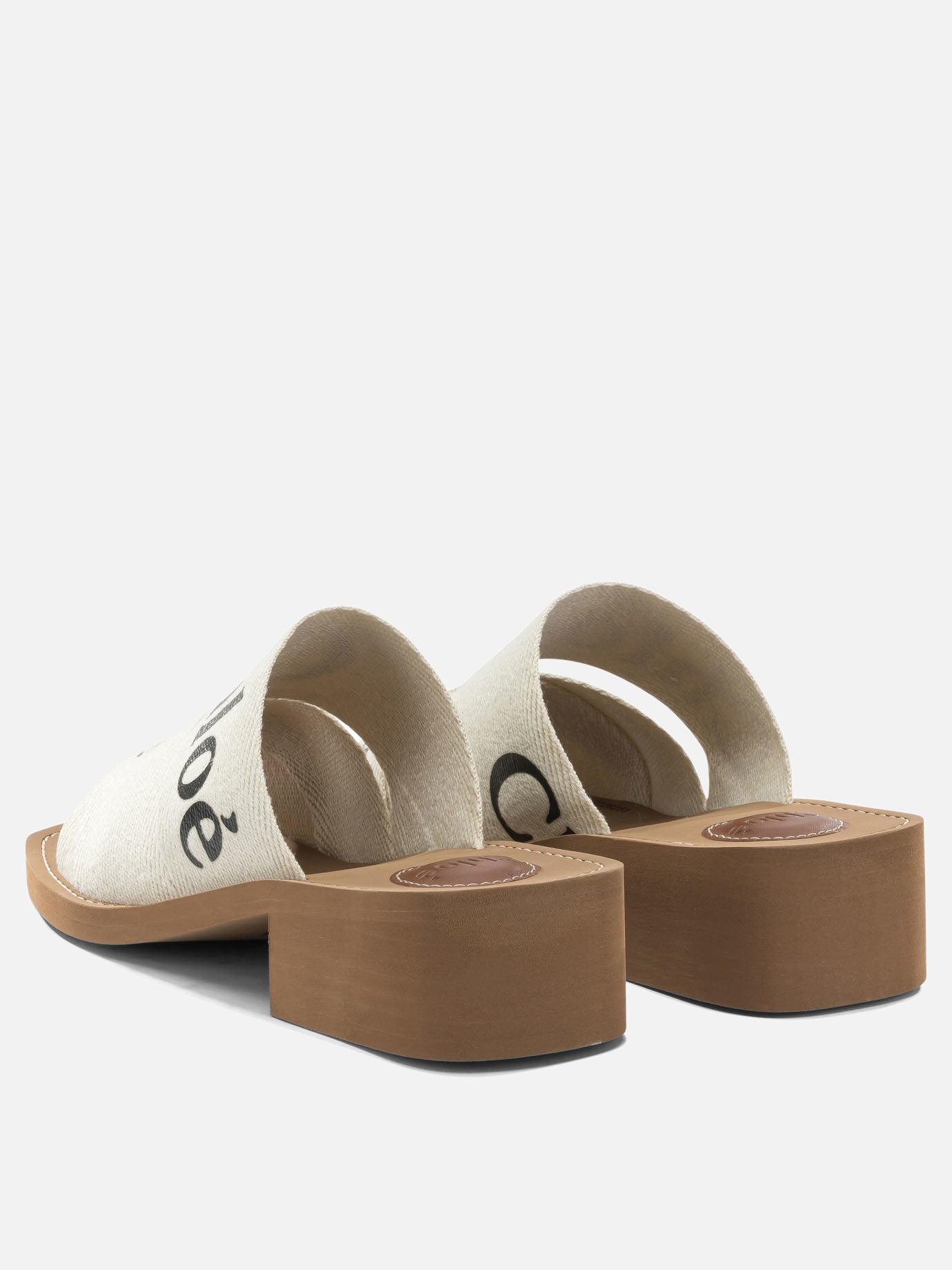 Heeled sandals 90% linen 10% polyester - 100% ethylene vinyl acetate  White - Chloé Women | PDP | Replica Handbags  | Zoom-Modal_4
