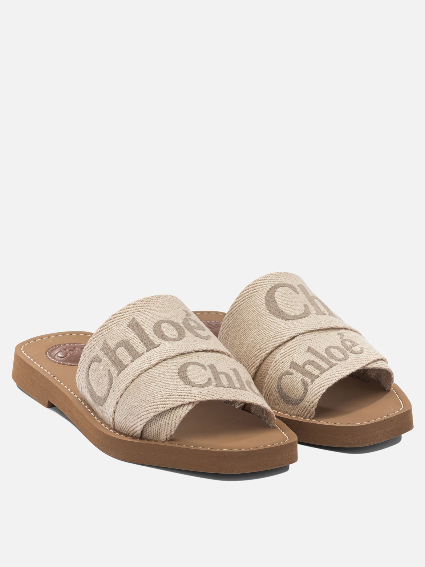 Flat sandals 90% linen 10% polyester - 100% ethylene vinyl acetate  Beige - Chloé Women | PLP | Replica Handbags  | 2
