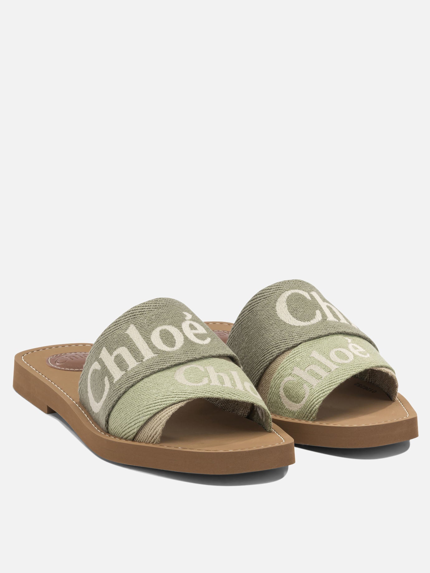 Flat sandals 90% linen 10% polyester - 100% ethylene vinyl acetate  Green - Chloé Women | PLP | Replica Handbags  | 2
