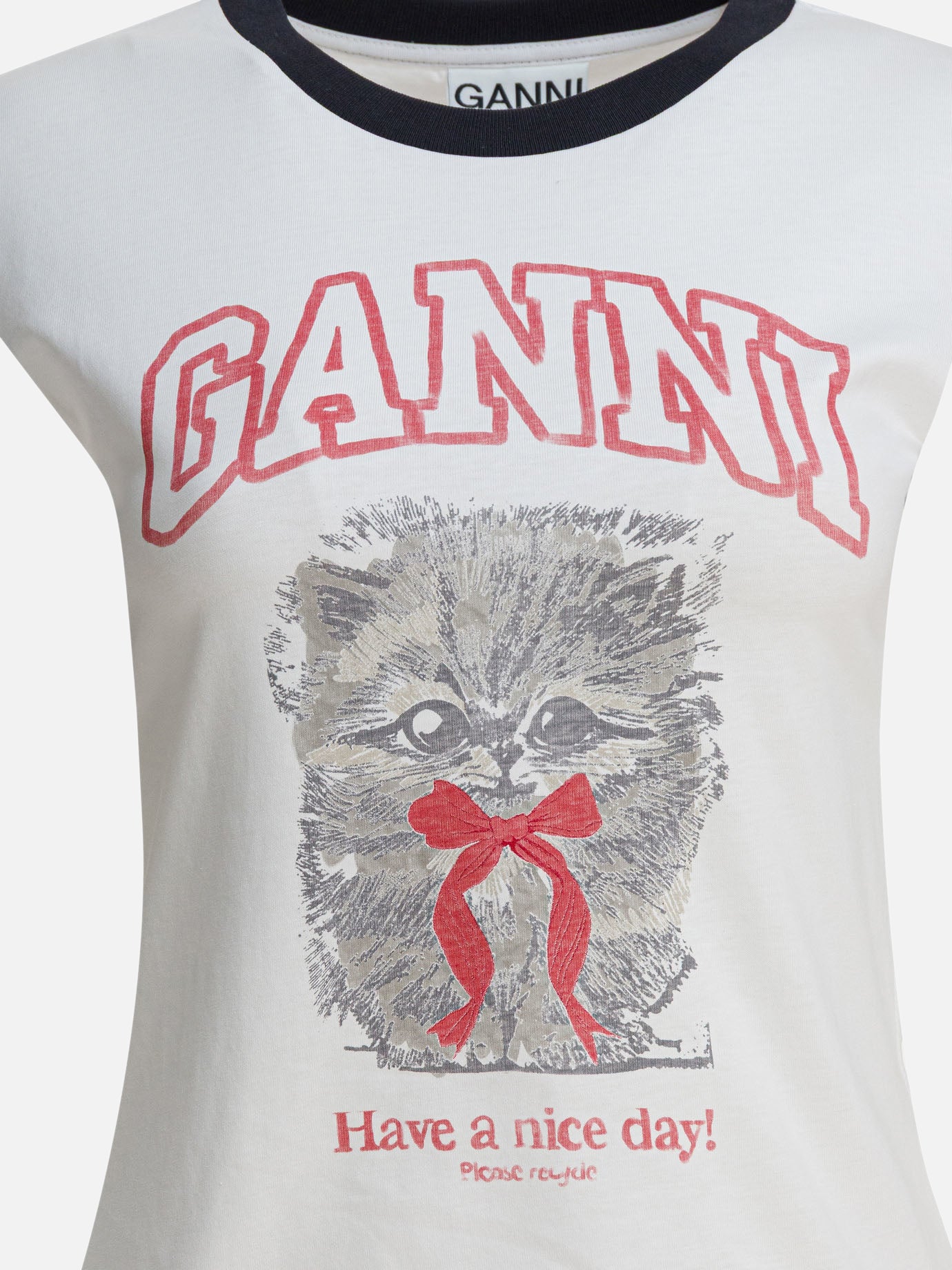 Crewneck t-shirts Logo  White - Ganni Women | PDP | Replica Handbags  | thumbnail_3