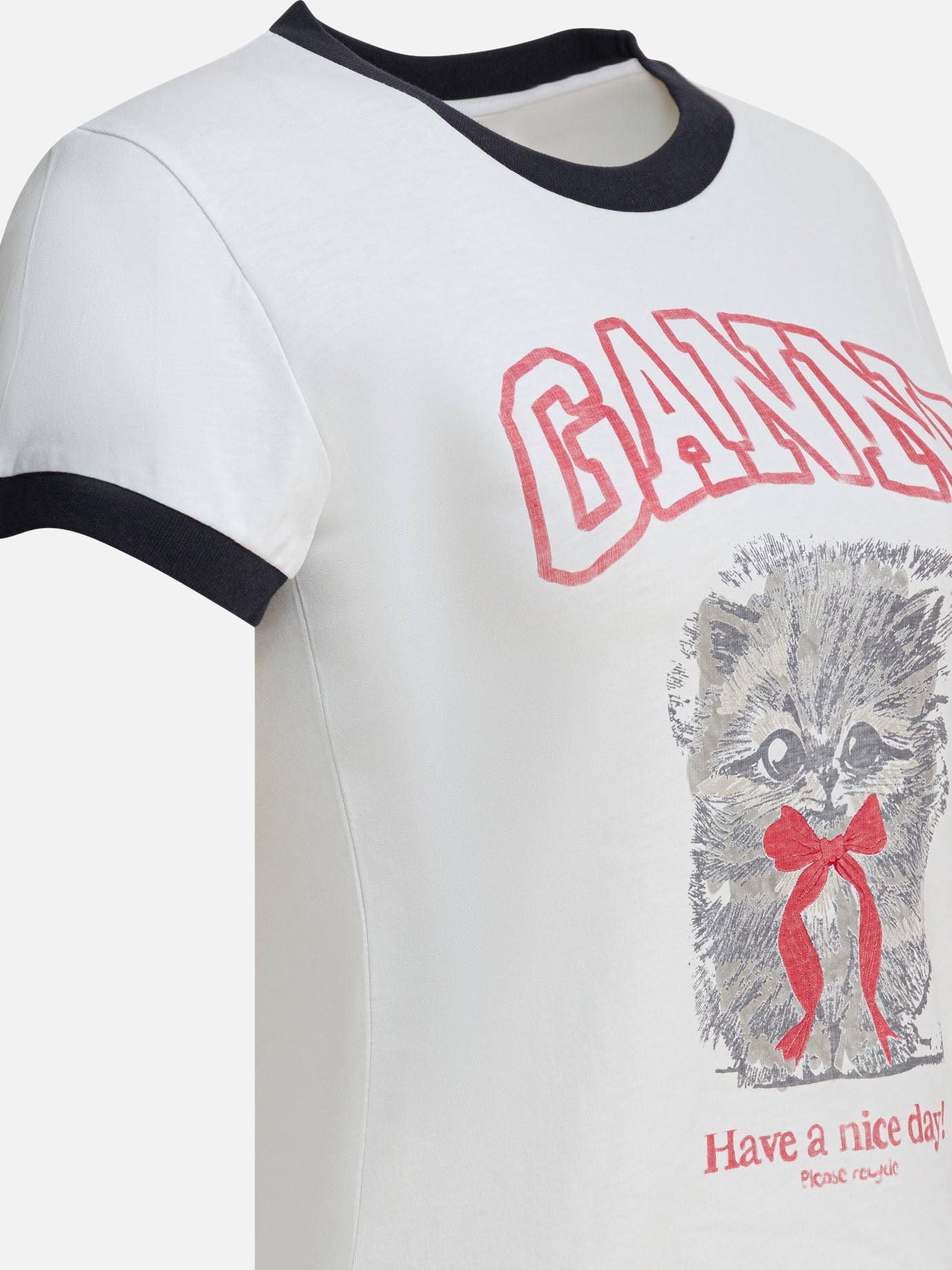 Crewneck t-shirts Logo  White - Ganni Women | PDP | Replica Handbags  | Zoom-Modal_4
