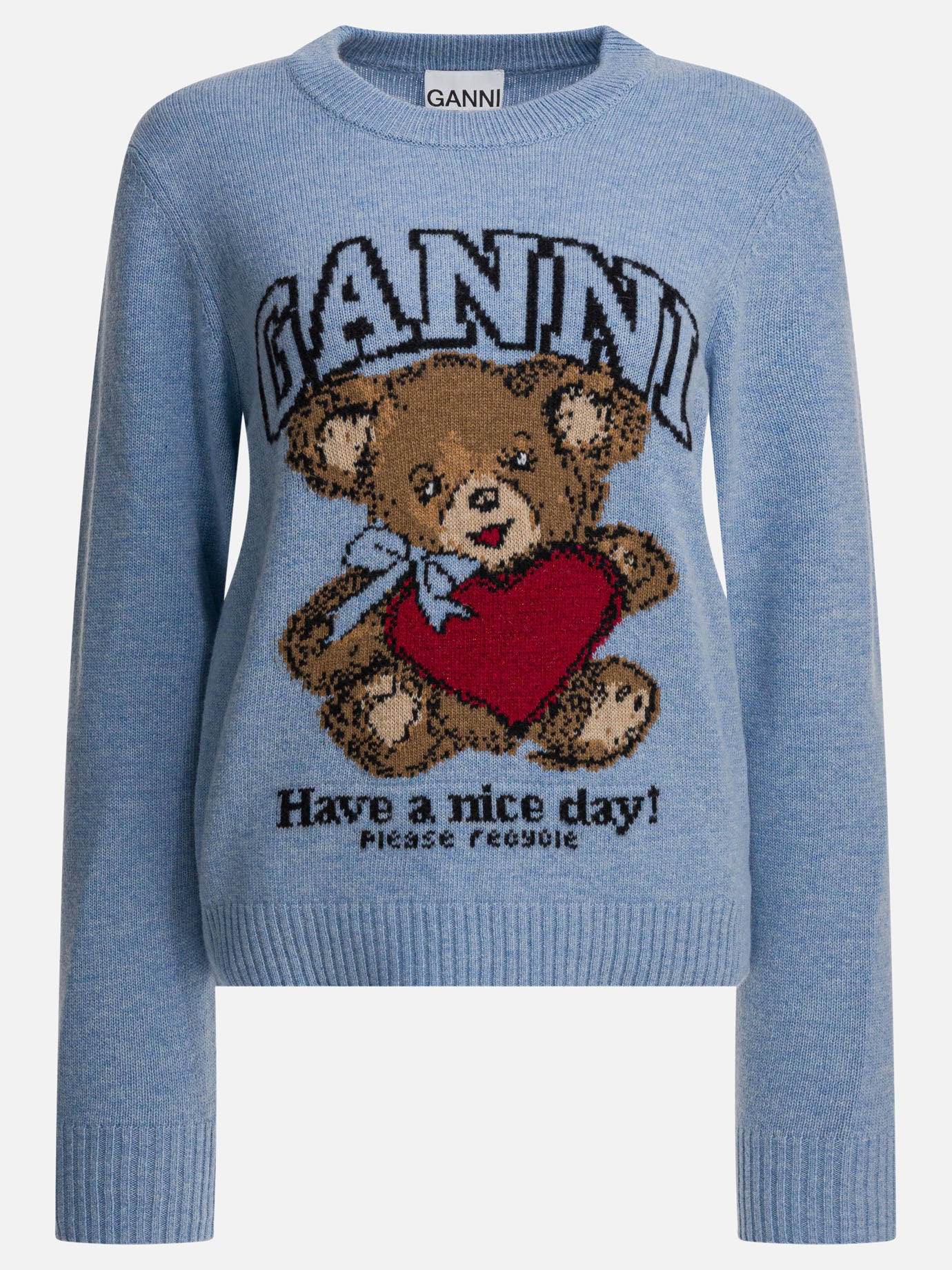 Crewneck sweaters Graphics  Blue - Ganni Women | PDP | Replica Handbags  | Zoom-Modal
