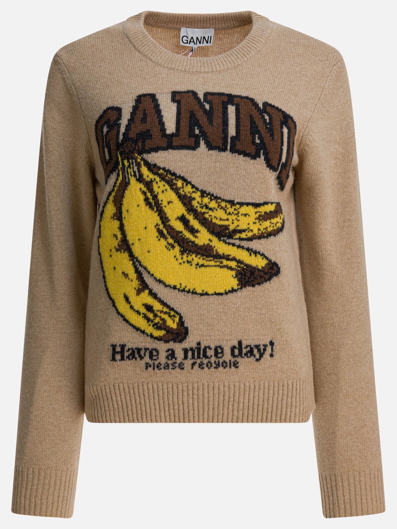 Crewneck sweaters Logo  Beige - Ganni Women | PLP | Replica Handbags  
