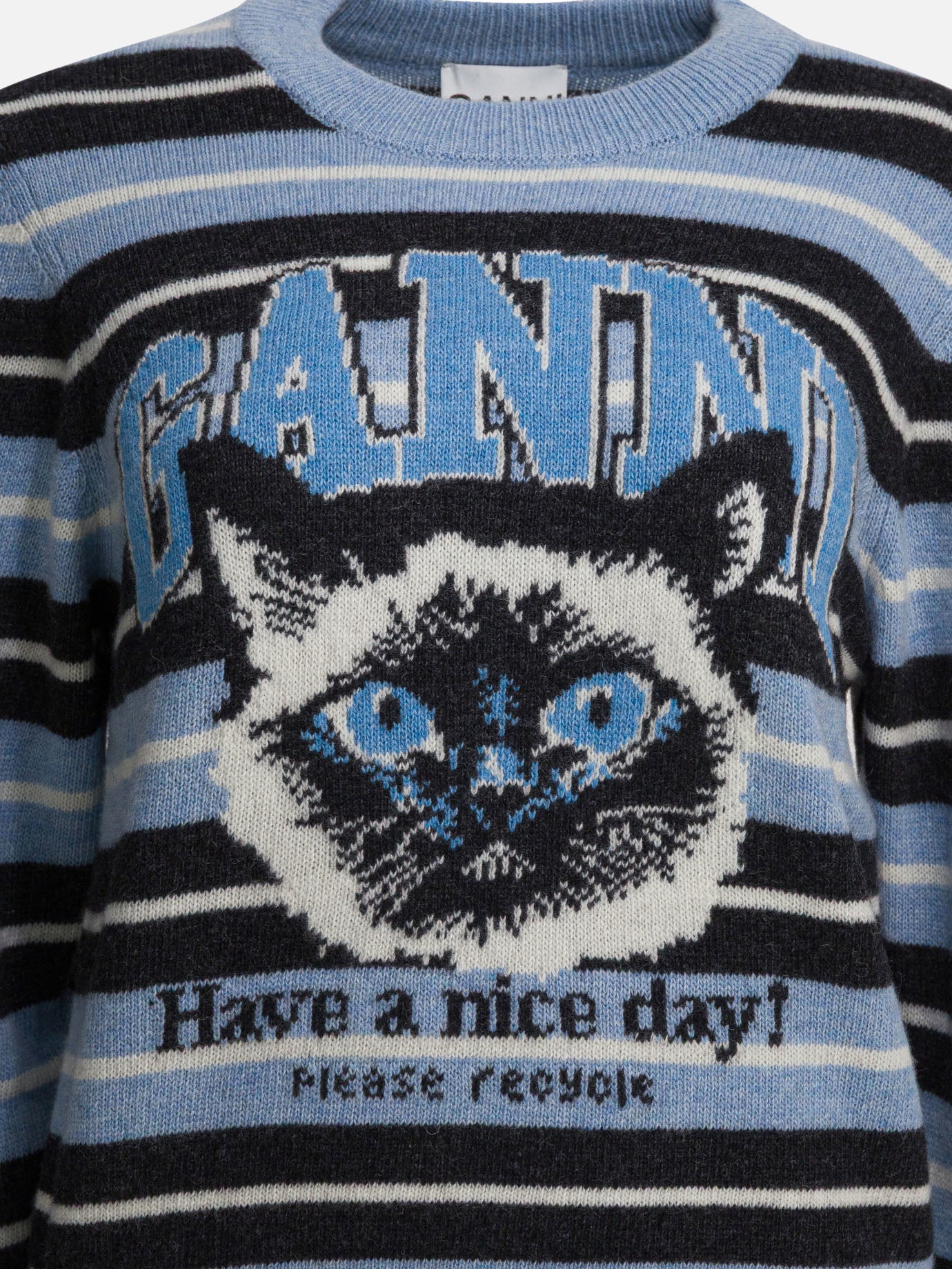 Crewneck sweaters Graphics  Light blue - Ganni Women | PDP | Replica Handbags  | thumbnail_3