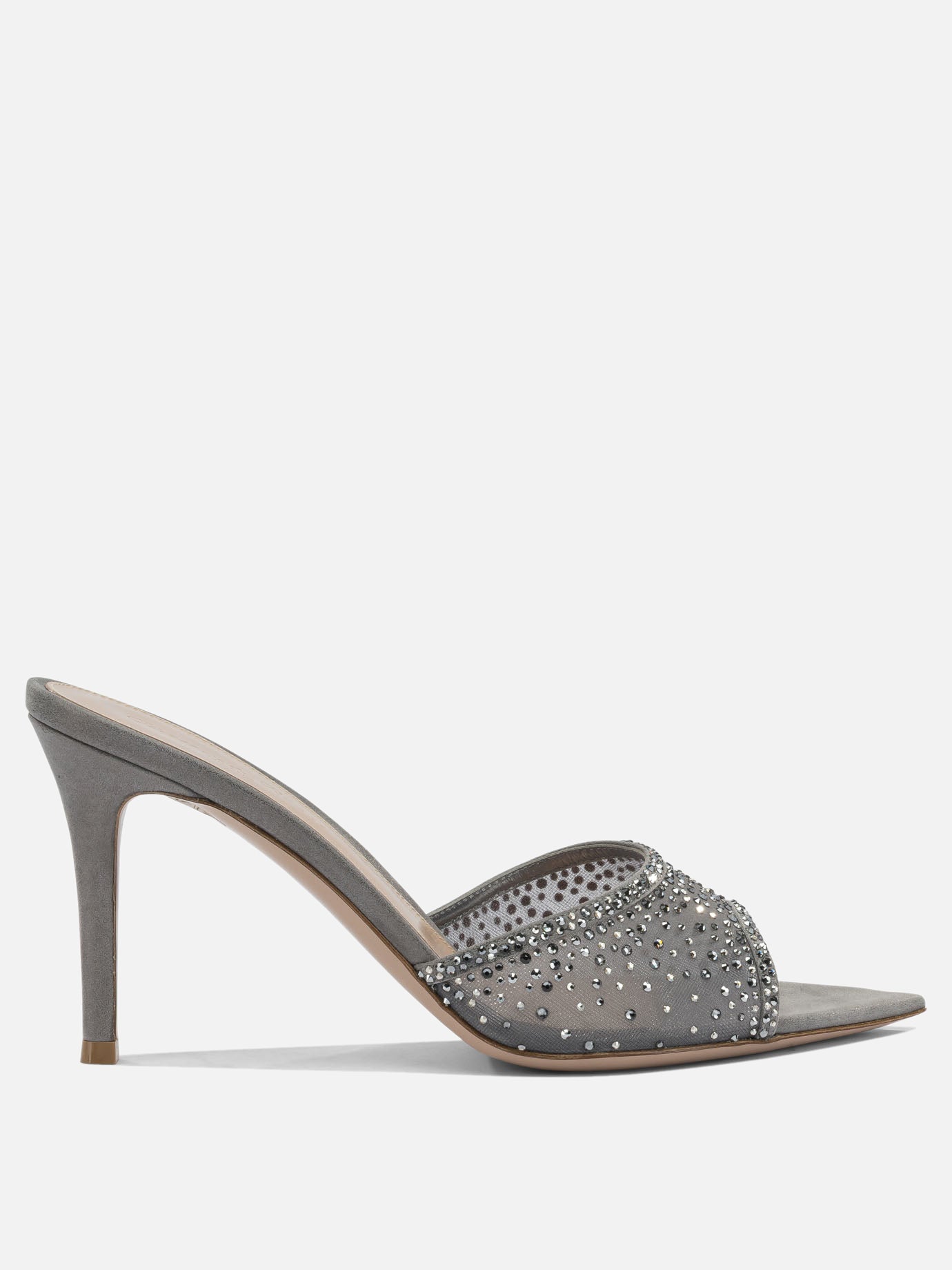 Heeled sandals 70% fabric 30% suede - 100% leather  Grey - Gianvito Rossi Women | PDP | Replica Handbags  | thumbnail