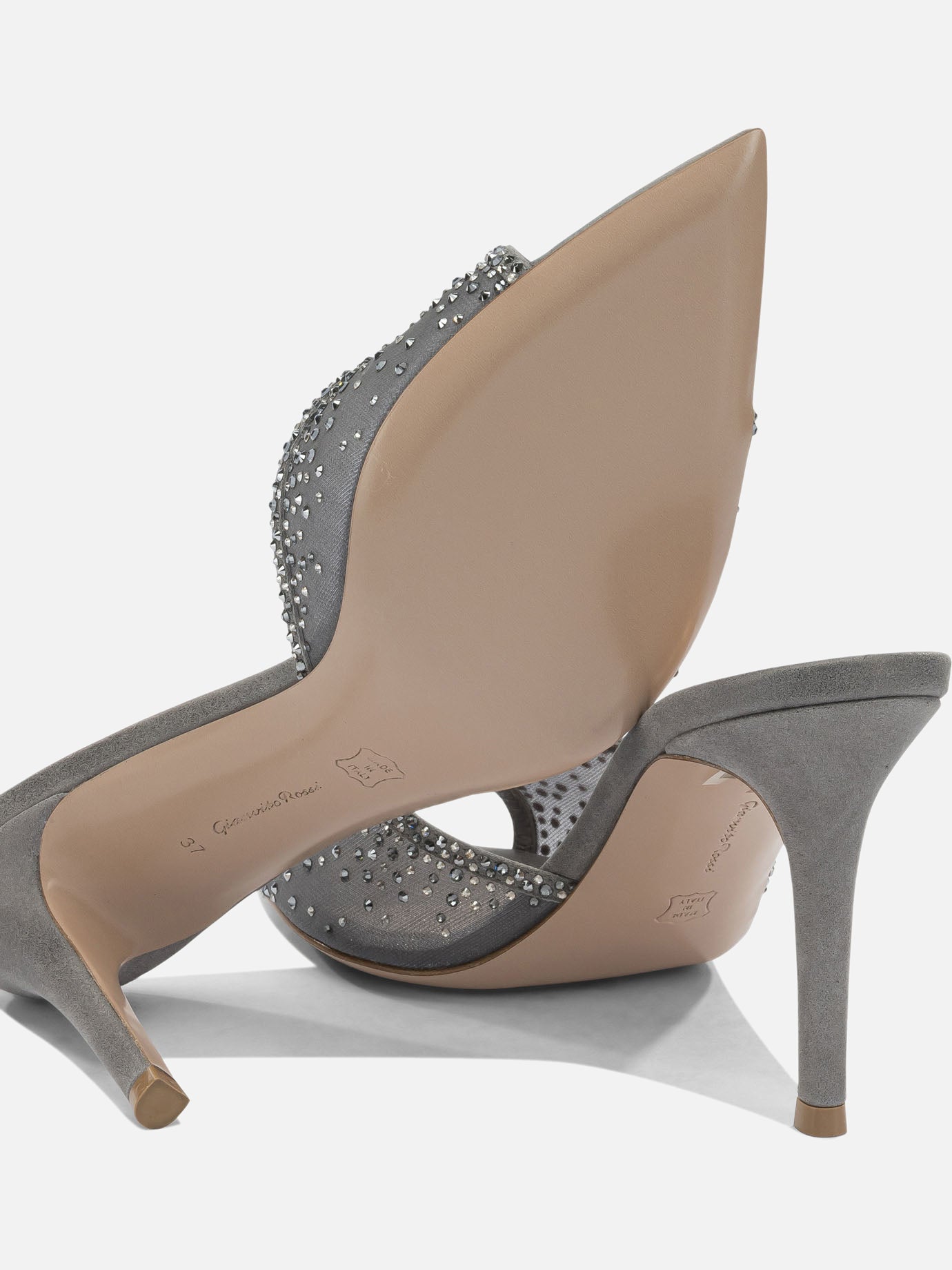Heeled sandals 70% fabric 30% suede - 100% leather  Grey - Gianvito Rossi Women | PDP | Replica Handbags  | thumbnail_5