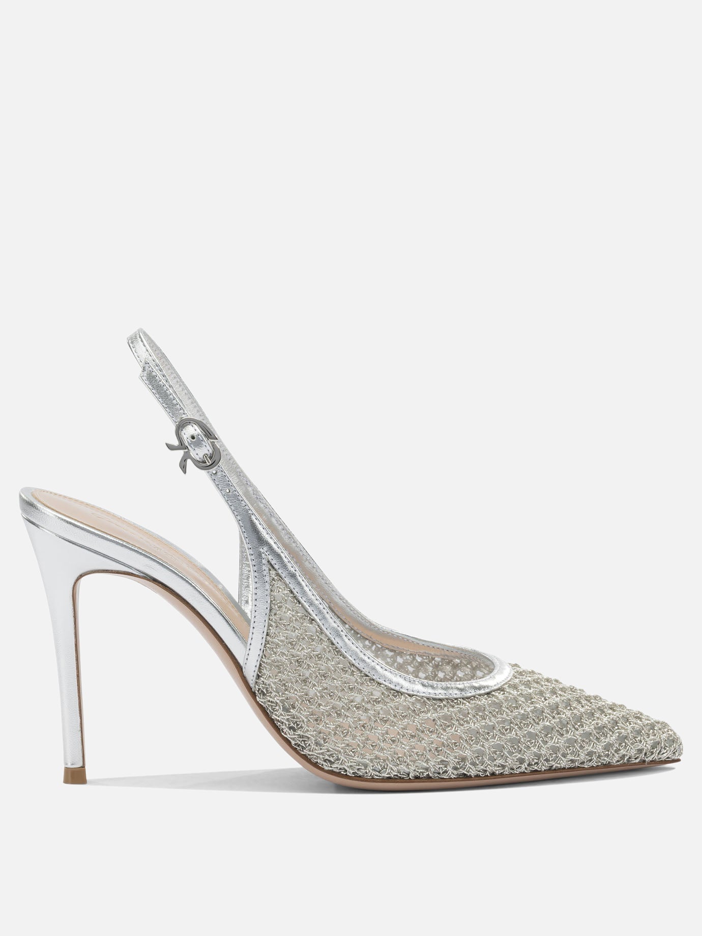 Slingbacks 90% fabric 10% leather - 100% leather  Silver - Gianvito Rossi Women | PLP | Replica Handbags  
