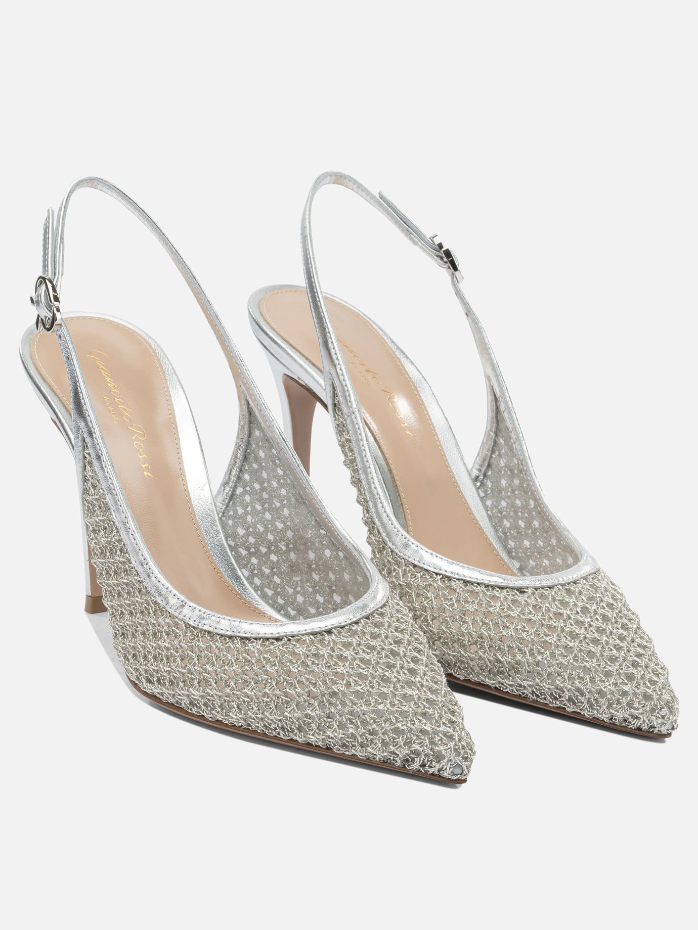 Slingbacks 90% fabric 10% leather - 100% leather  Silver - Gianvito Rossi Women | PLP | Replica Handbags  | 2

