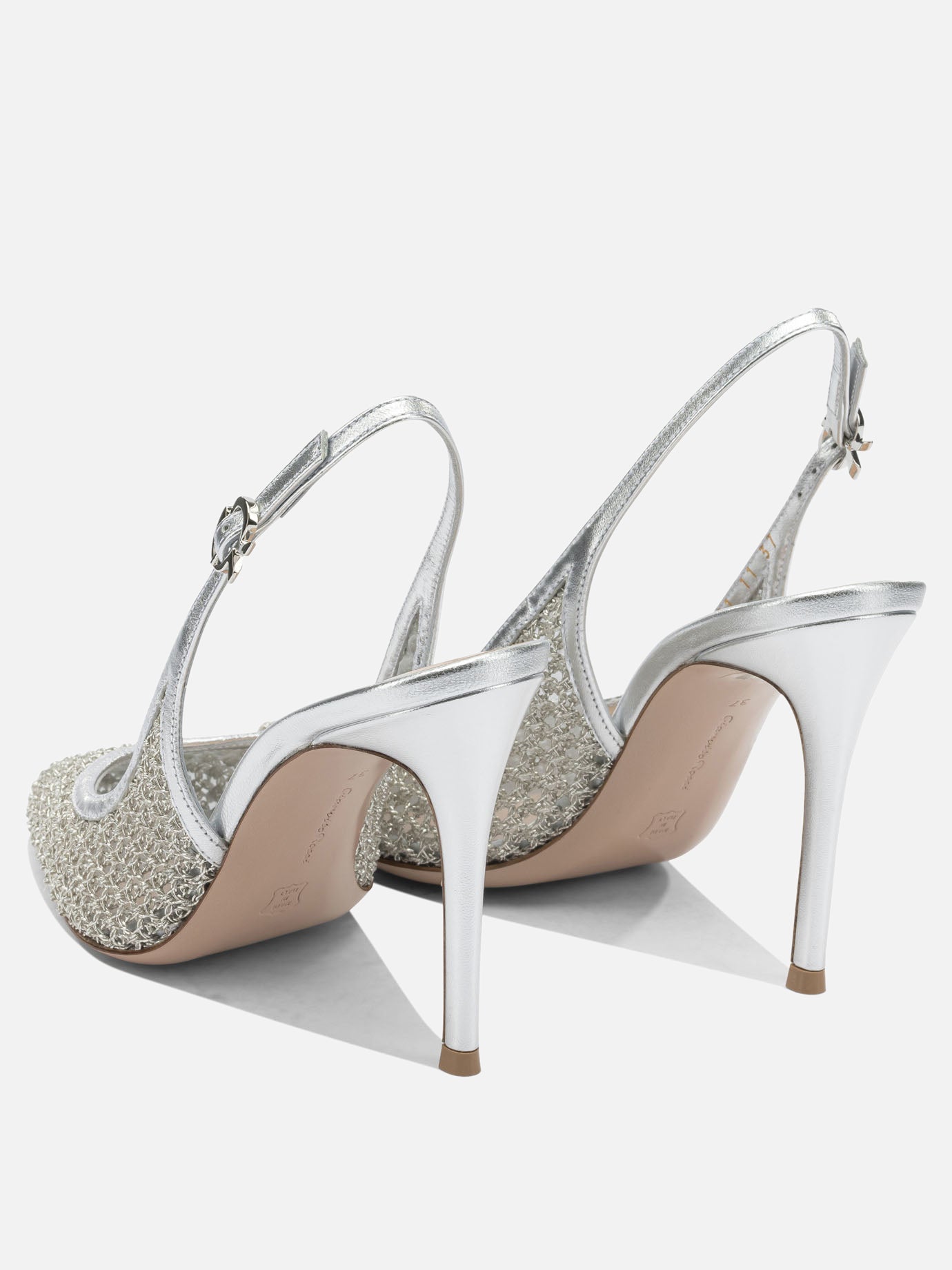 Slingbacks 90% fabric 10% leather - 100% leather  Silver - Gianvito Rossi Women | PDP | Replica Handbags  | thumbnail_4
