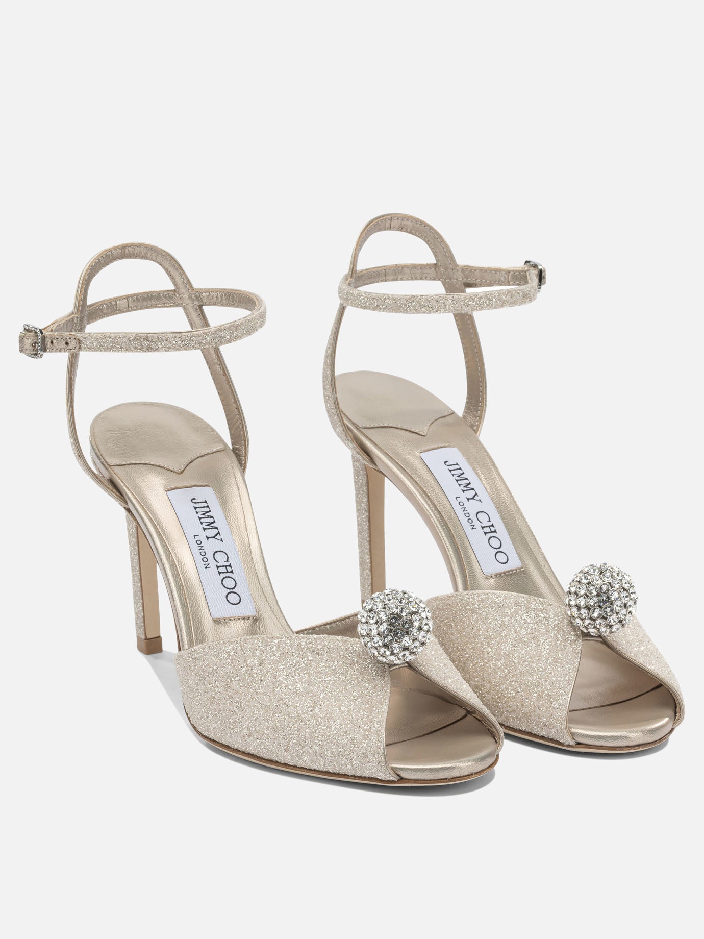 Heeled sandals 59% textile 15% leather 8% crystal 8% metal 5% plastic 5% salpa - 100% calf  Gold - Jimmy Choo Women | PLP | Replica Handbags  | 2
