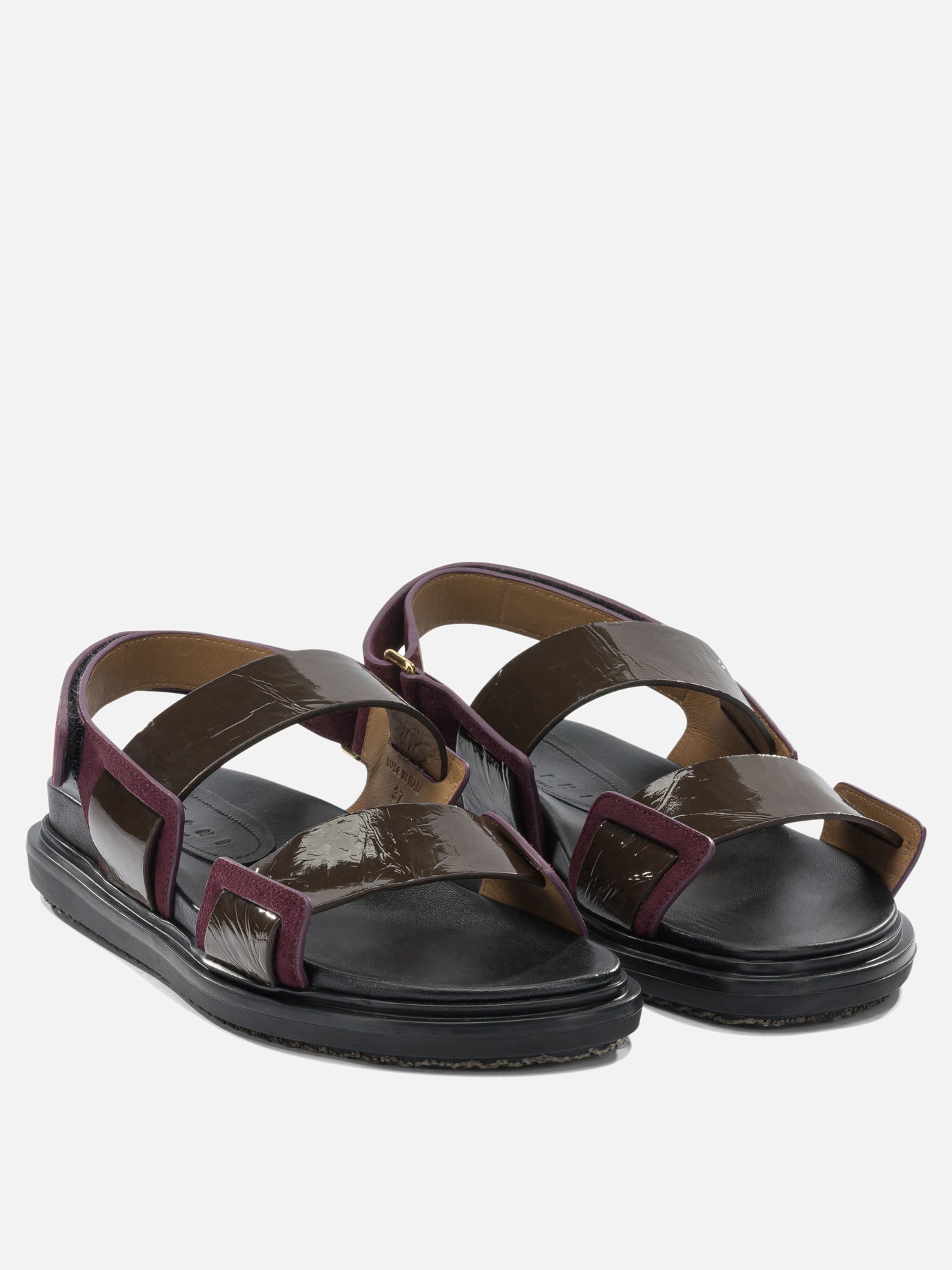 Flat sandals 100% calf leather - 100% rubber  Bordeaux - Marni Women | PDP | Replica Handbags  | 2
