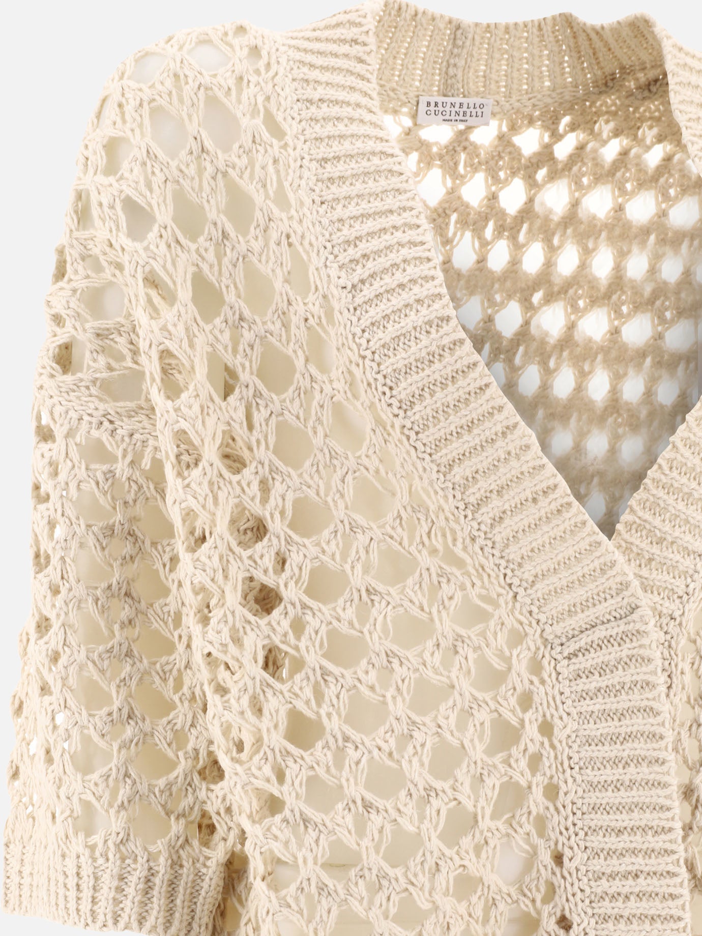 Cardigans Textured knit  Beige - Brunello Cucinelli Women | PDP | Replica Handbags  | Zoom-Modal_4
