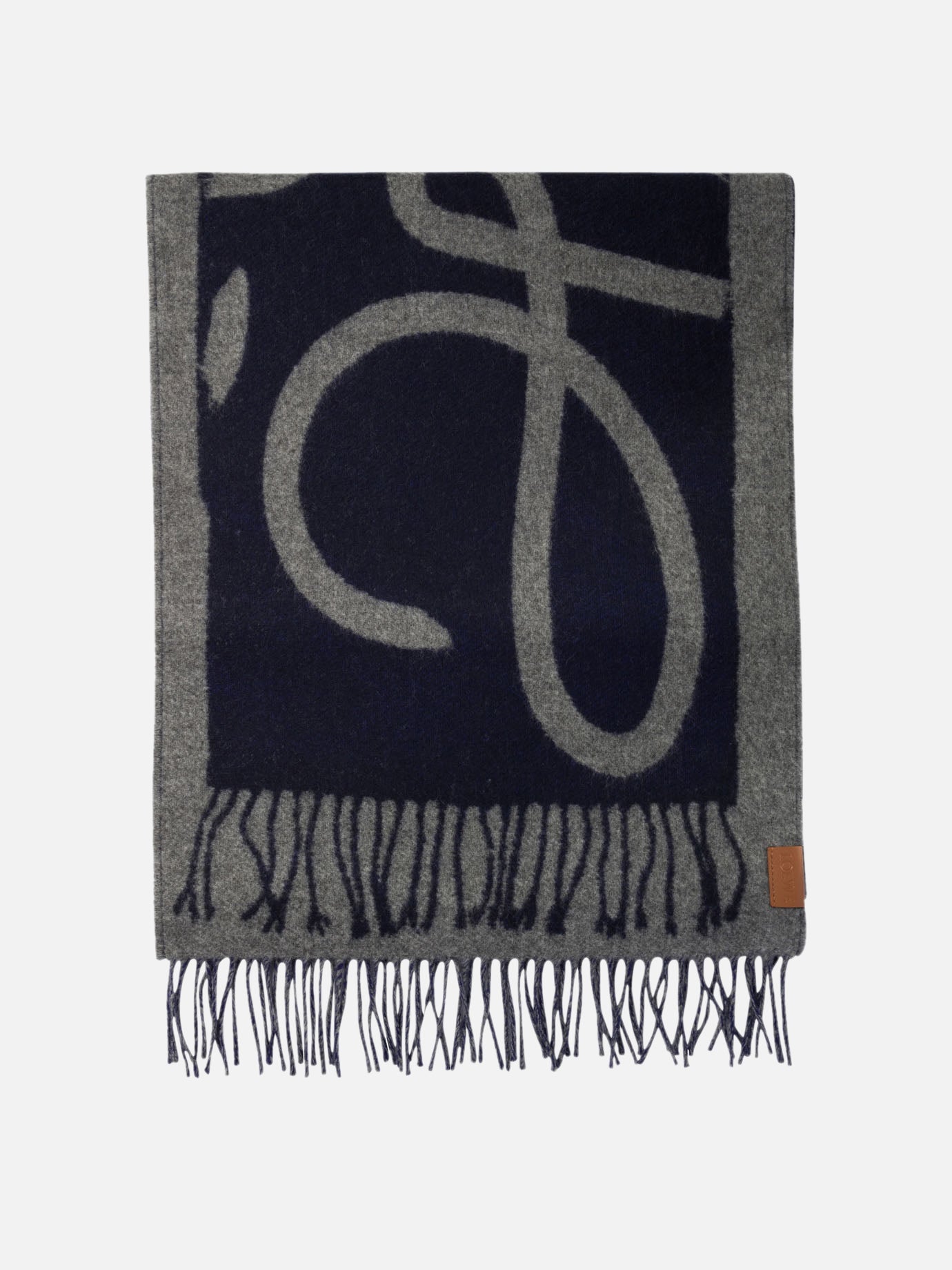 Fringed scarves 90% wool 10% cashmere  Grey - Loewe Men | PDP | Replica Handbags  | thumbnail