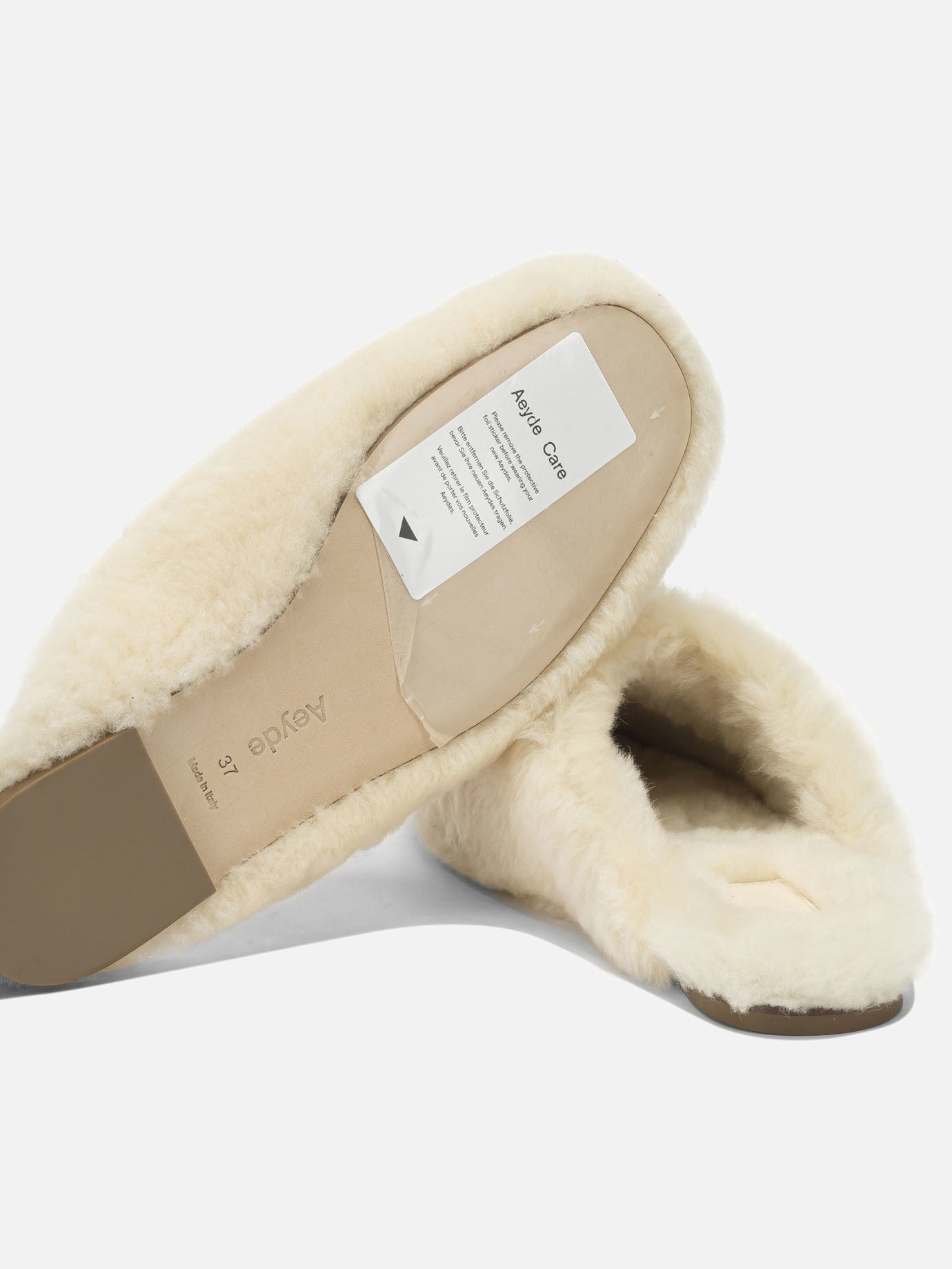 Slippers 100% shearling on calf leather - 100% leather  White - Aeyde Women | PDP | Replica Handbags  | thumbnail_5