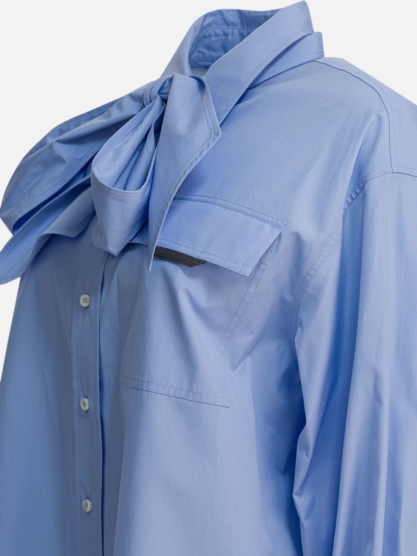 Casual shirts Solid colour  Light blue - Brunello Cucinelli Women | PDP | Replica Handbags  | Zoom-Modal_4
