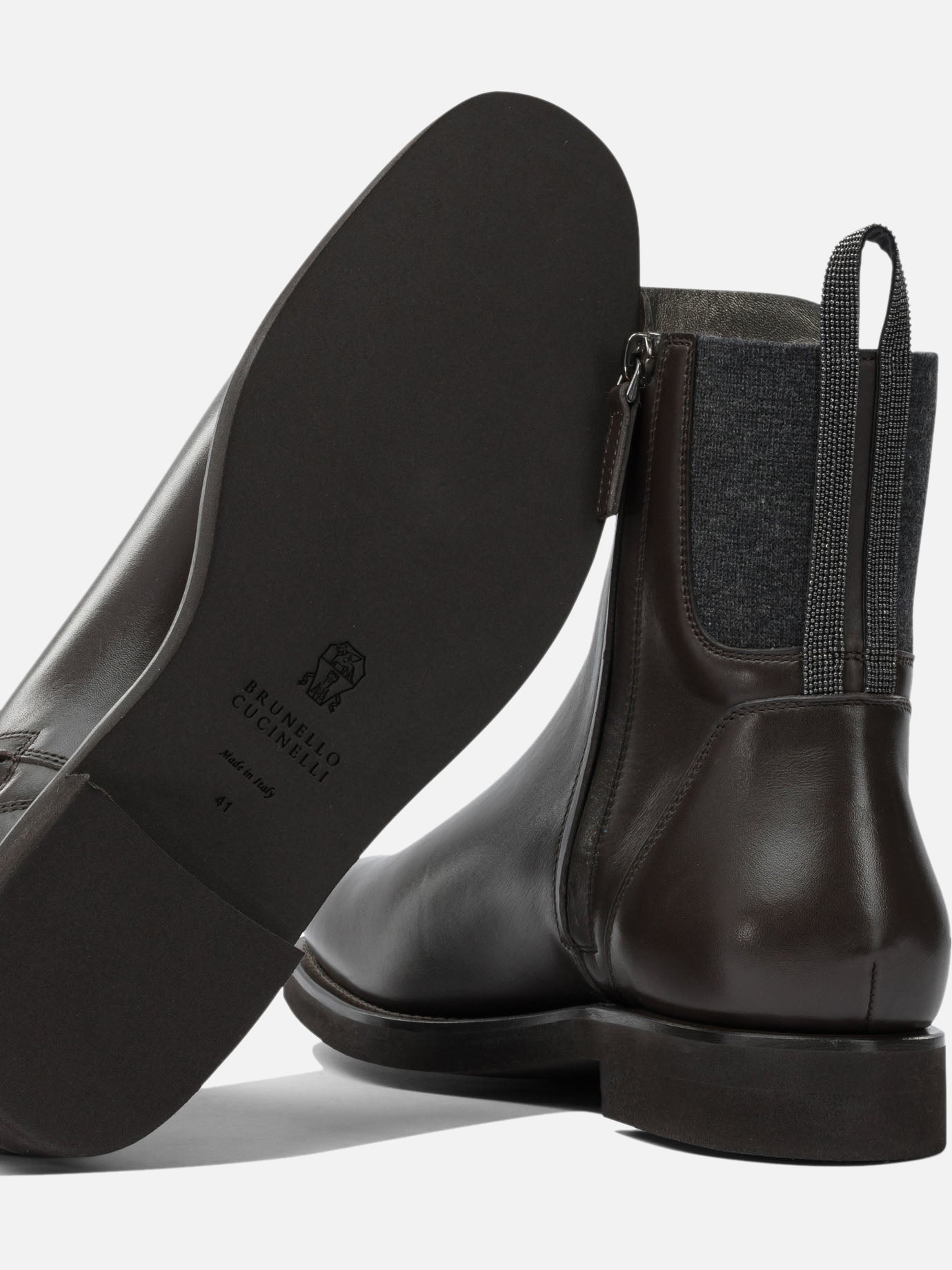 Chelsea boots 100% calf leather - 100% calf leather  Brown - Brunello Cucinelli Women | PDP | Replica Handbags  | Zoom-Modal_5
