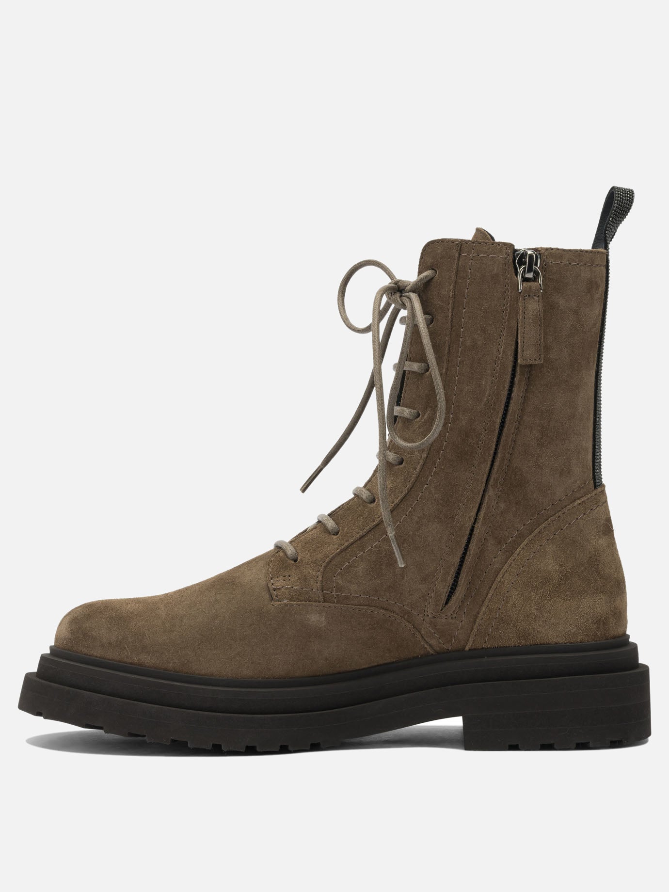 Lace-up boots 100% leather - 100% rubber  Brown - Brunello Cucinelli Women | PDP | Replica Handbags  | thumbnail_3