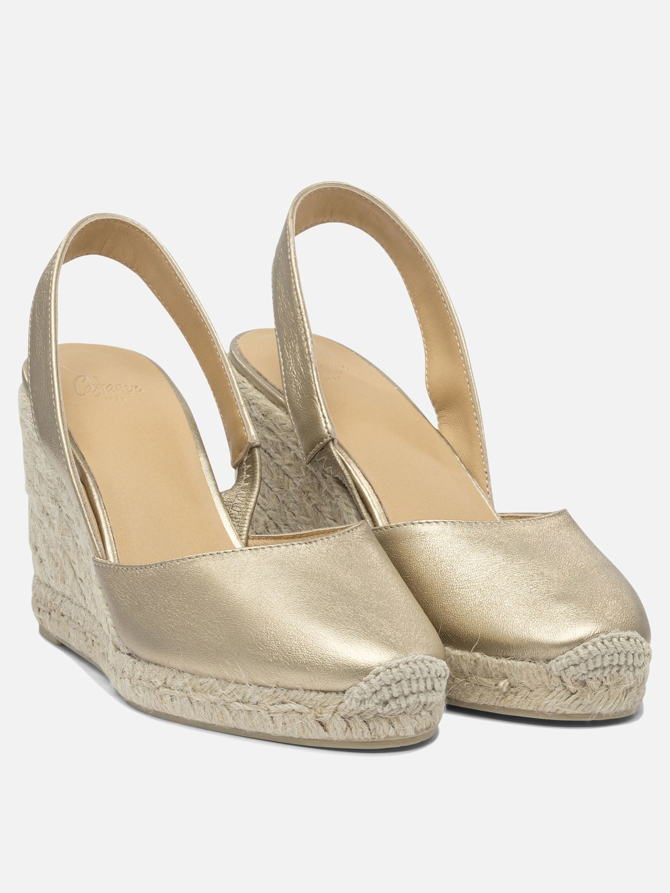 Heeled espadrilles 100% leather - 100% rubber  Gold - Castañer Women | PLP | Replica Handbags  | 2
