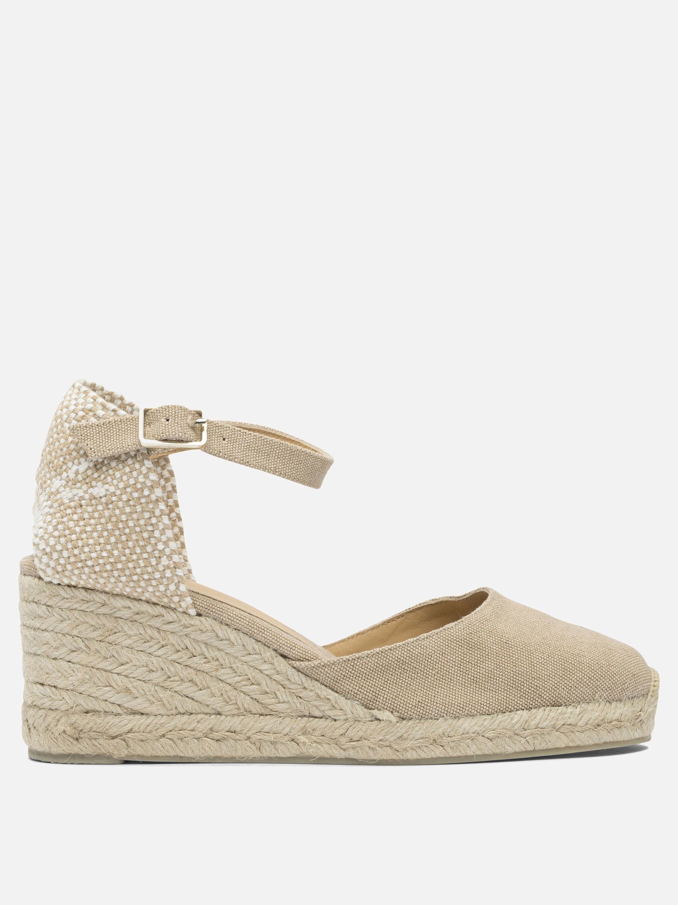 Heeled espadrilles 100% cotton - 100% rubber  Beige - Castañer Women | PDP | Replica Handbags  | thumbnail