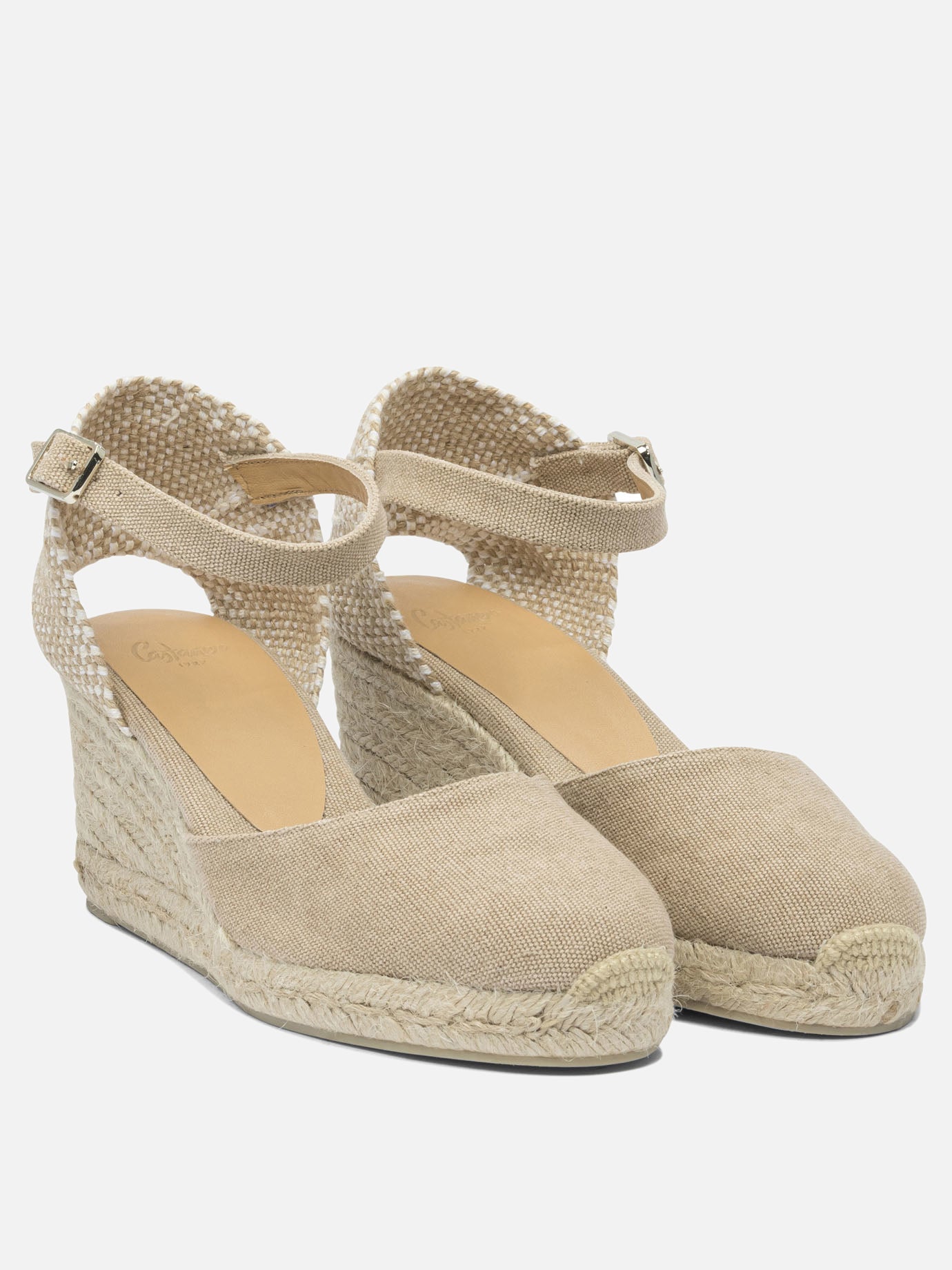 Heeled espadrilles 100% cotton - 100% rubber  Beige - Castañer Women | Replica Handbags  | 2
