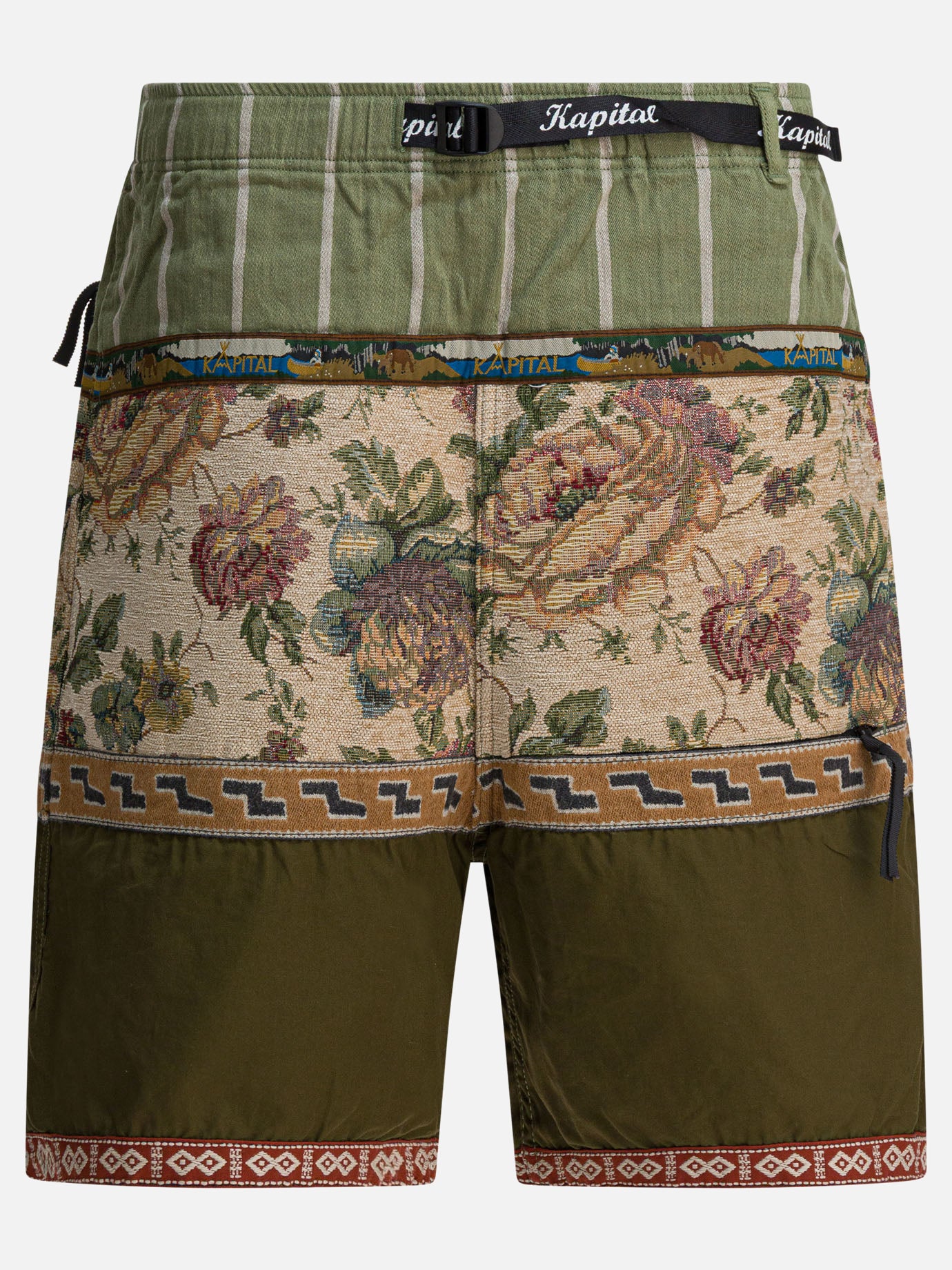 Drawstring shorts Patchwork  Green - KAPITAL Men | PDP | Replica Handbags  | Zoom-Modal
