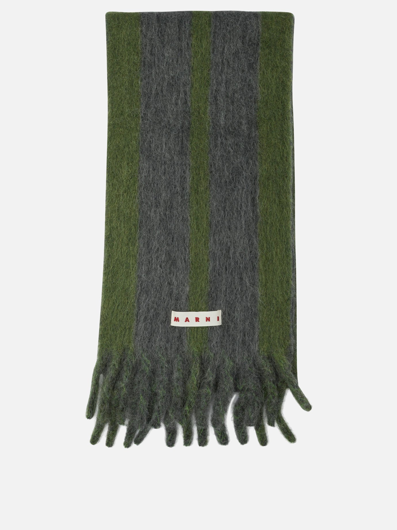 Fringed scarves 50% wool 20% polyamide 15% mohair 15% alpaca  Grey - Marni Women | PLP | Replica Handbags  
