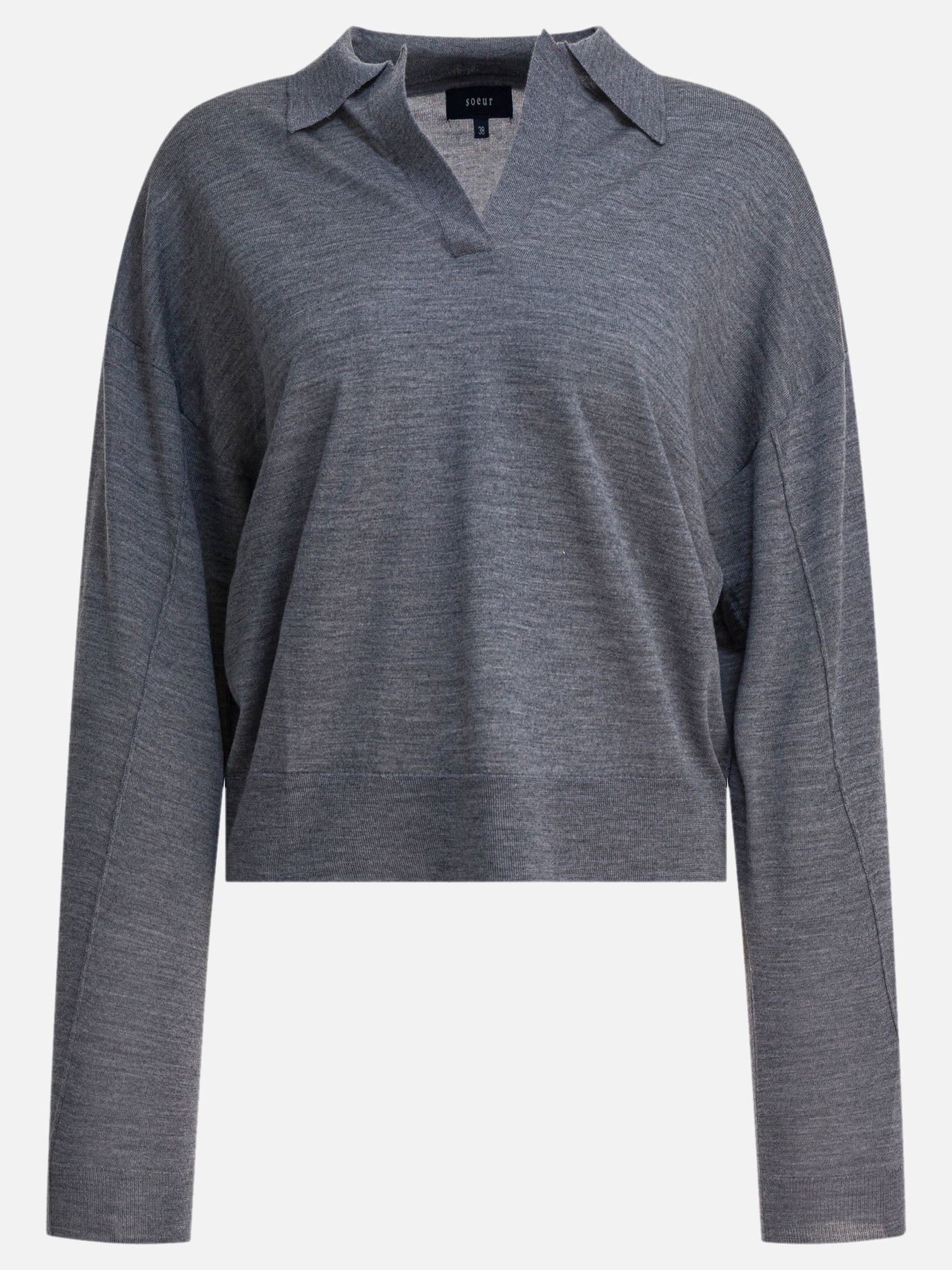 V neck sweaters Solid colour  Grey - Soeur Women | PDP | Replica Handbags  | Zoom-Modal
