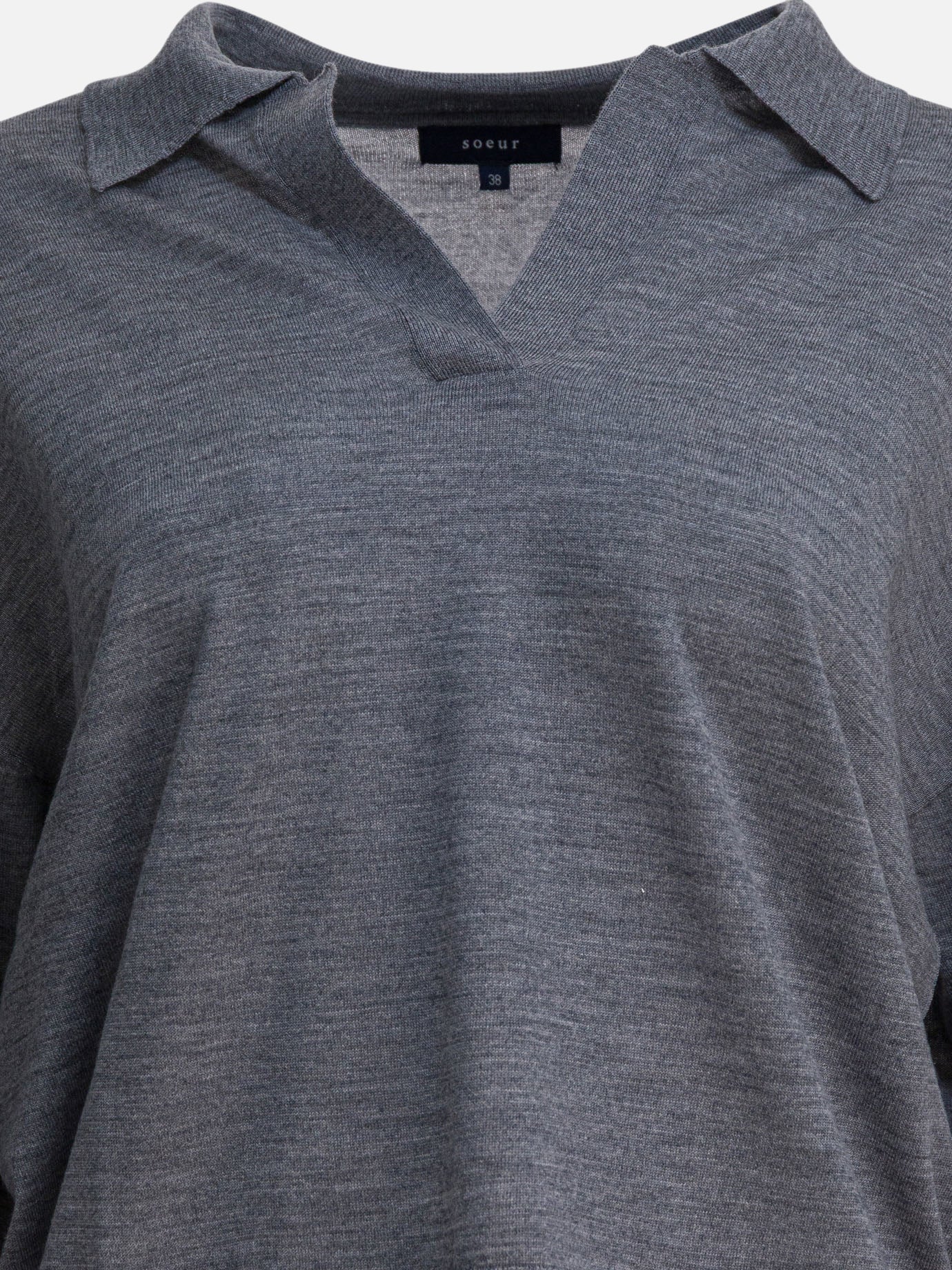 V neck sweaters Solid colour  Grey - Soeur Women | PDP | Replica Handbags  | Zoom-Modal_3
